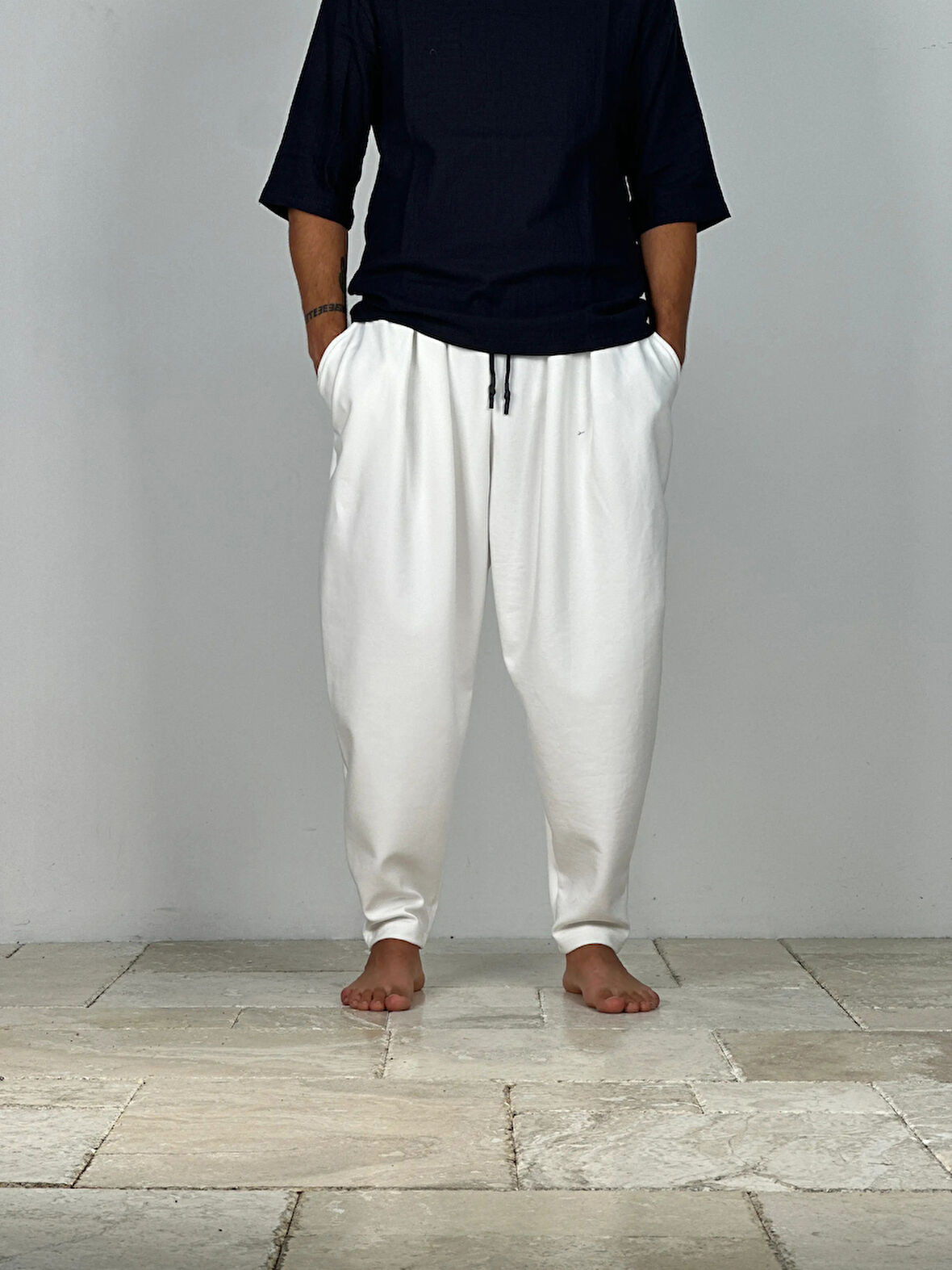 Ekru Pileli Yarım Şalvar COC1273