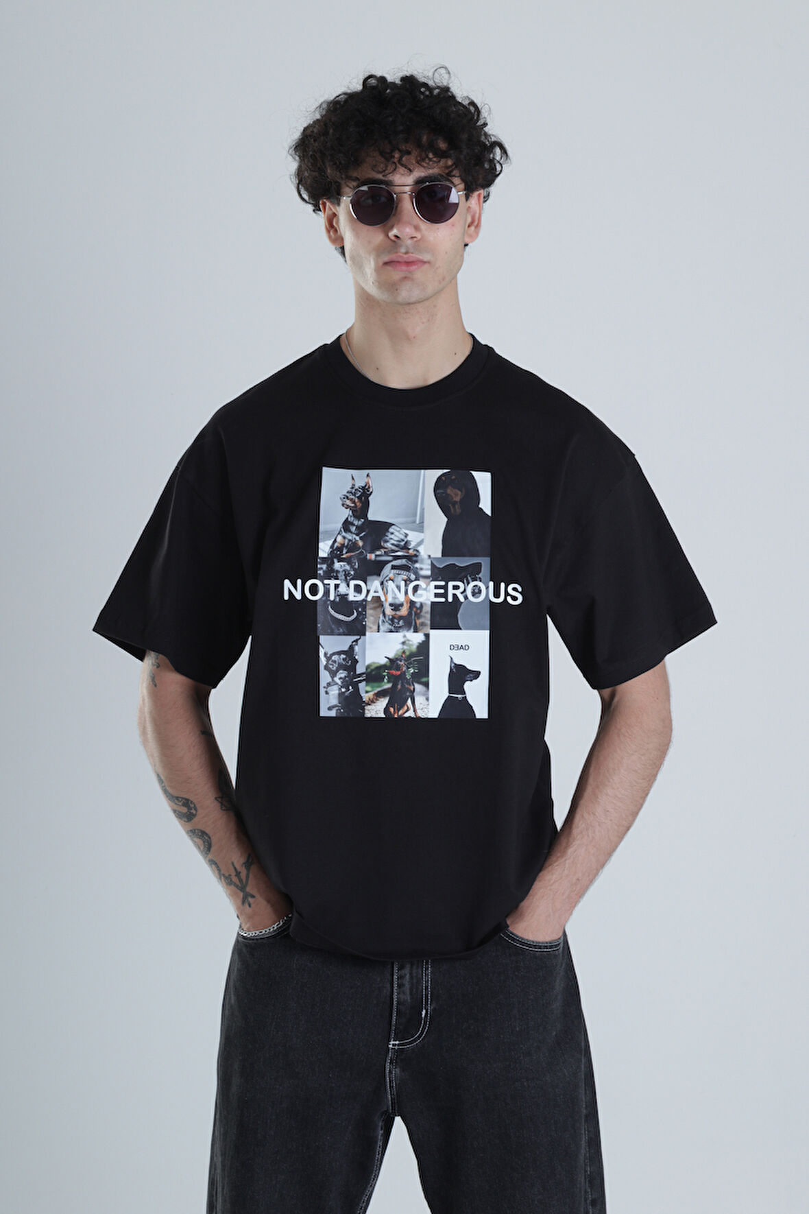 Not Dangerous Siyah Oversize Tasarım T-Shirt COC1396