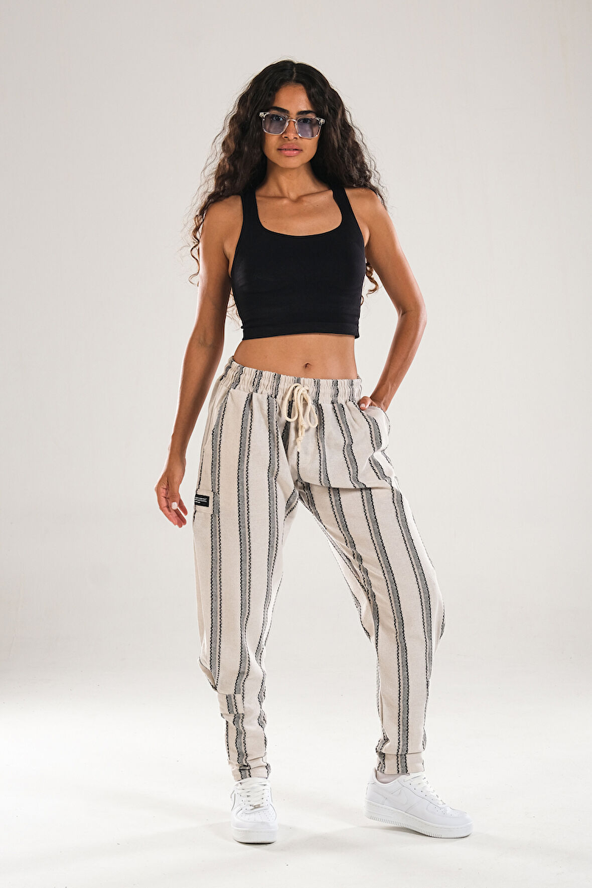 Çizgili Desenli Keten Hazer Pantolon COC1327