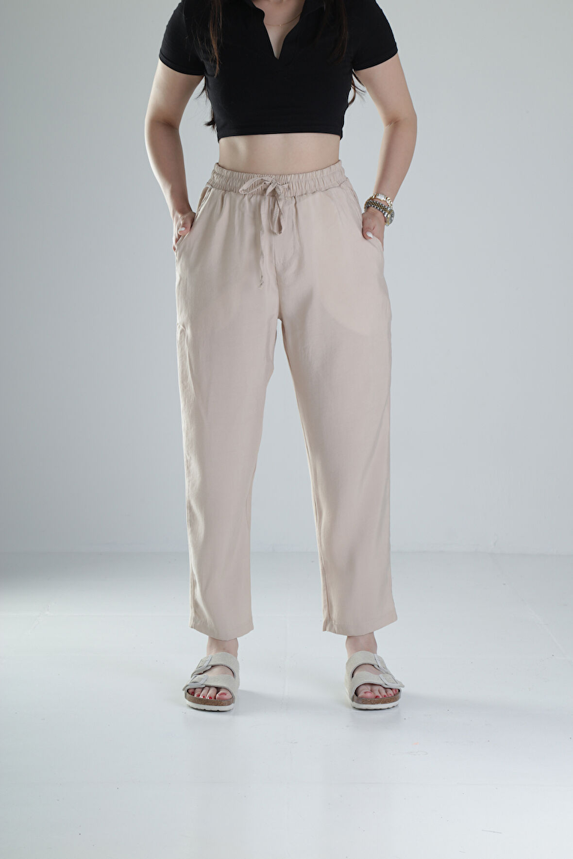 Tensel Kumaş Bej Pantolon COC1319