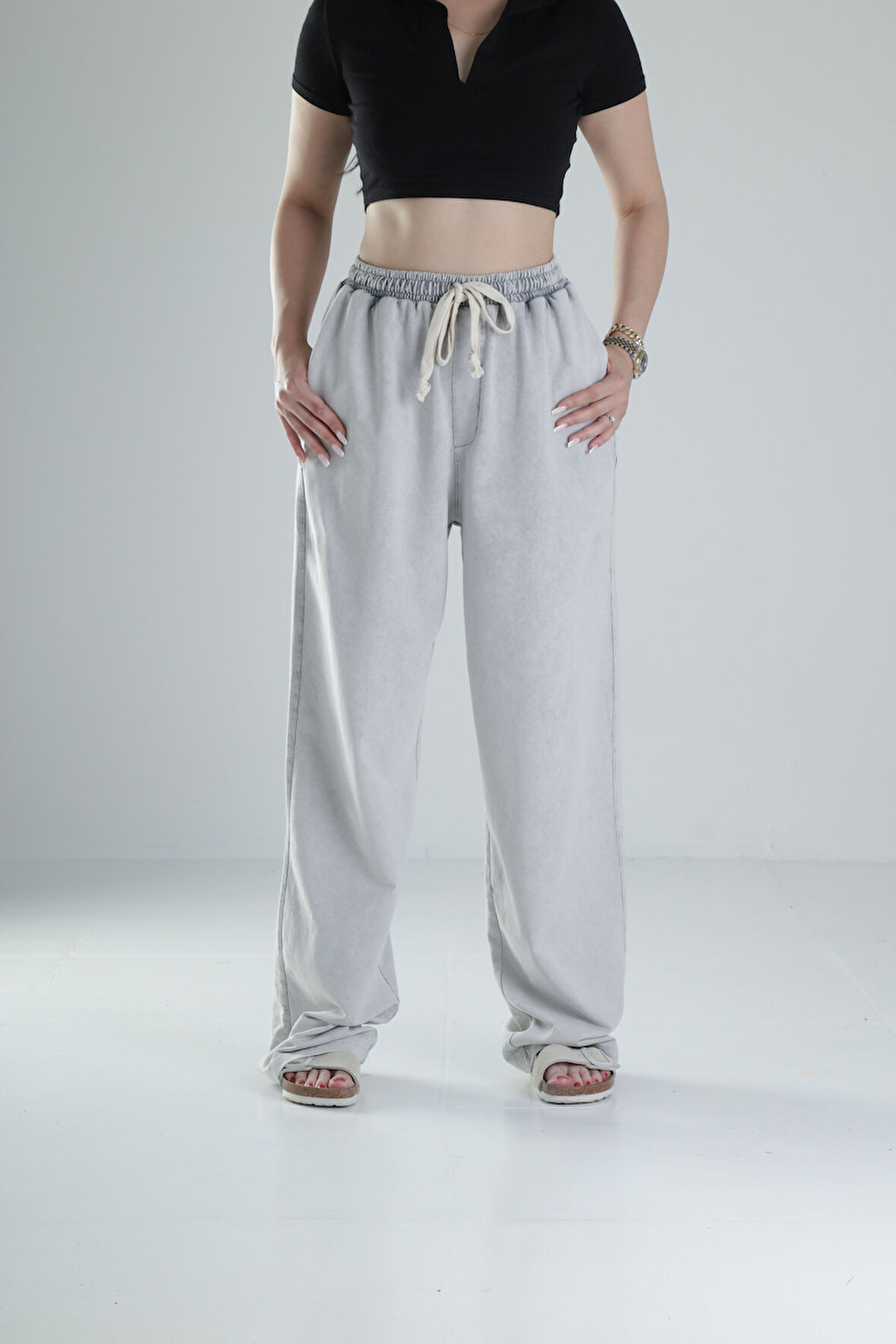 Oversize Yıkamalı Gri Eşofman COC1316