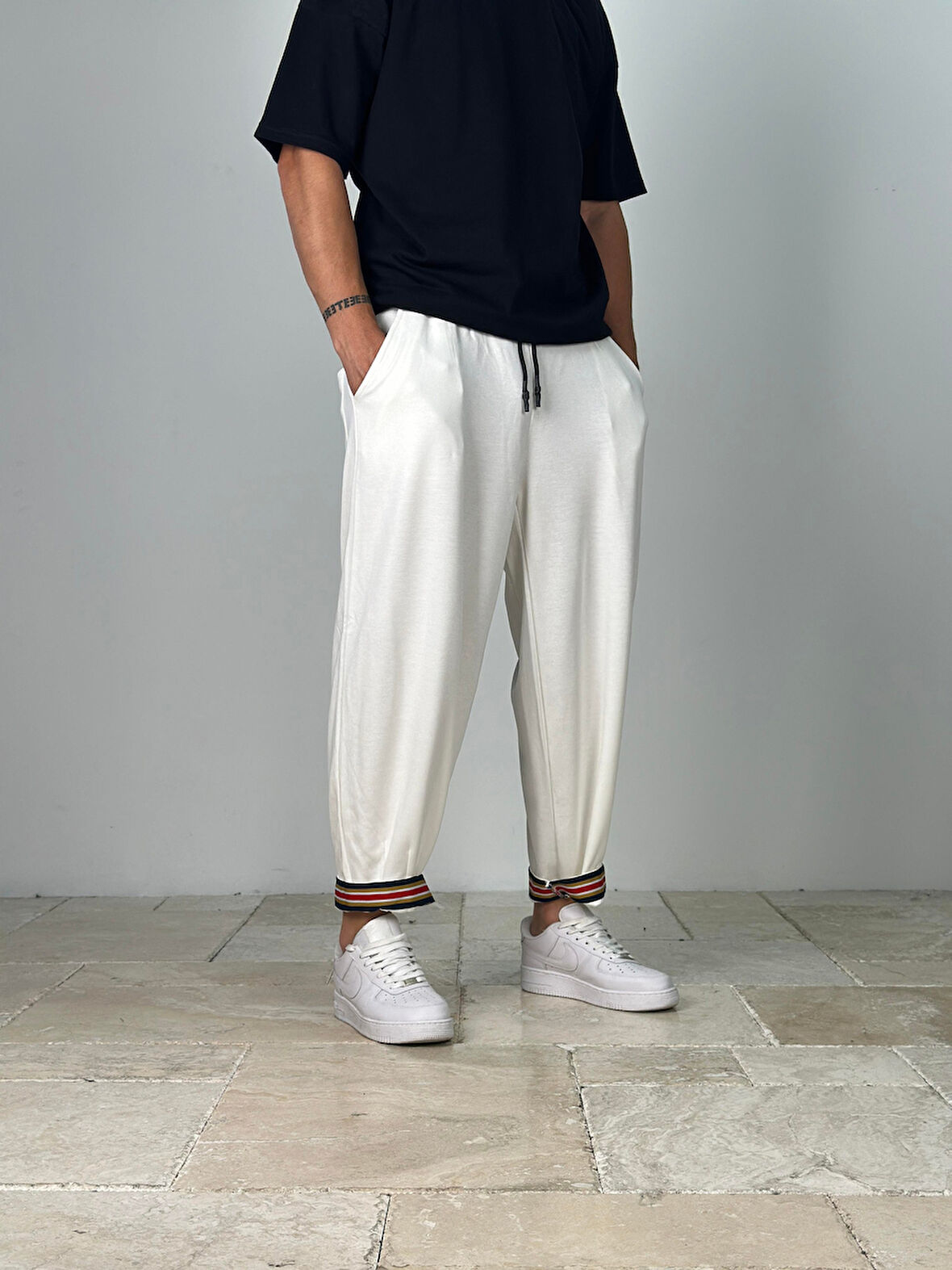 Double Paça Detaylı Ekru Pantolon COC1768