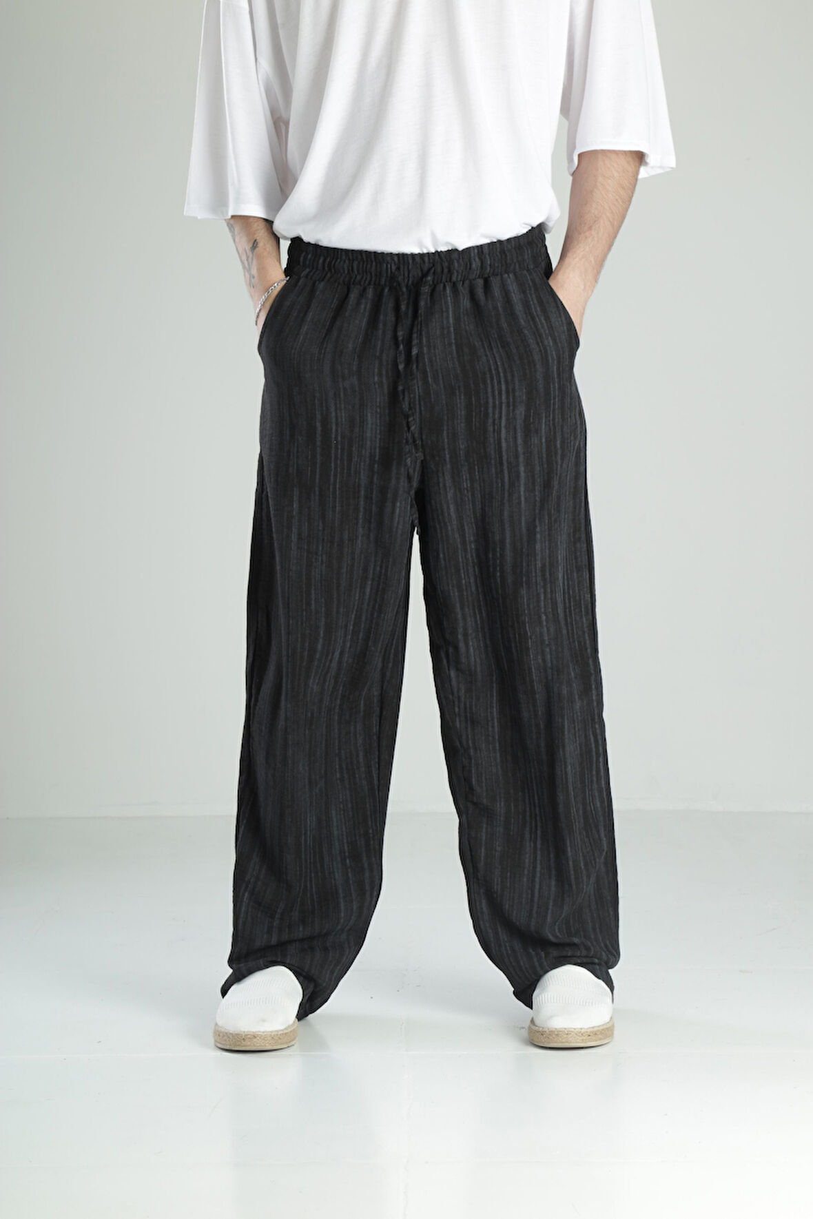 Aerobin Keten Siyah Baggy Pantolon COC1882