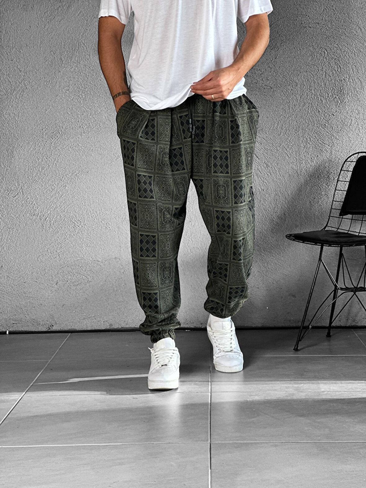 Yeşil Poker Pileli Yarım Şalvar COC1853