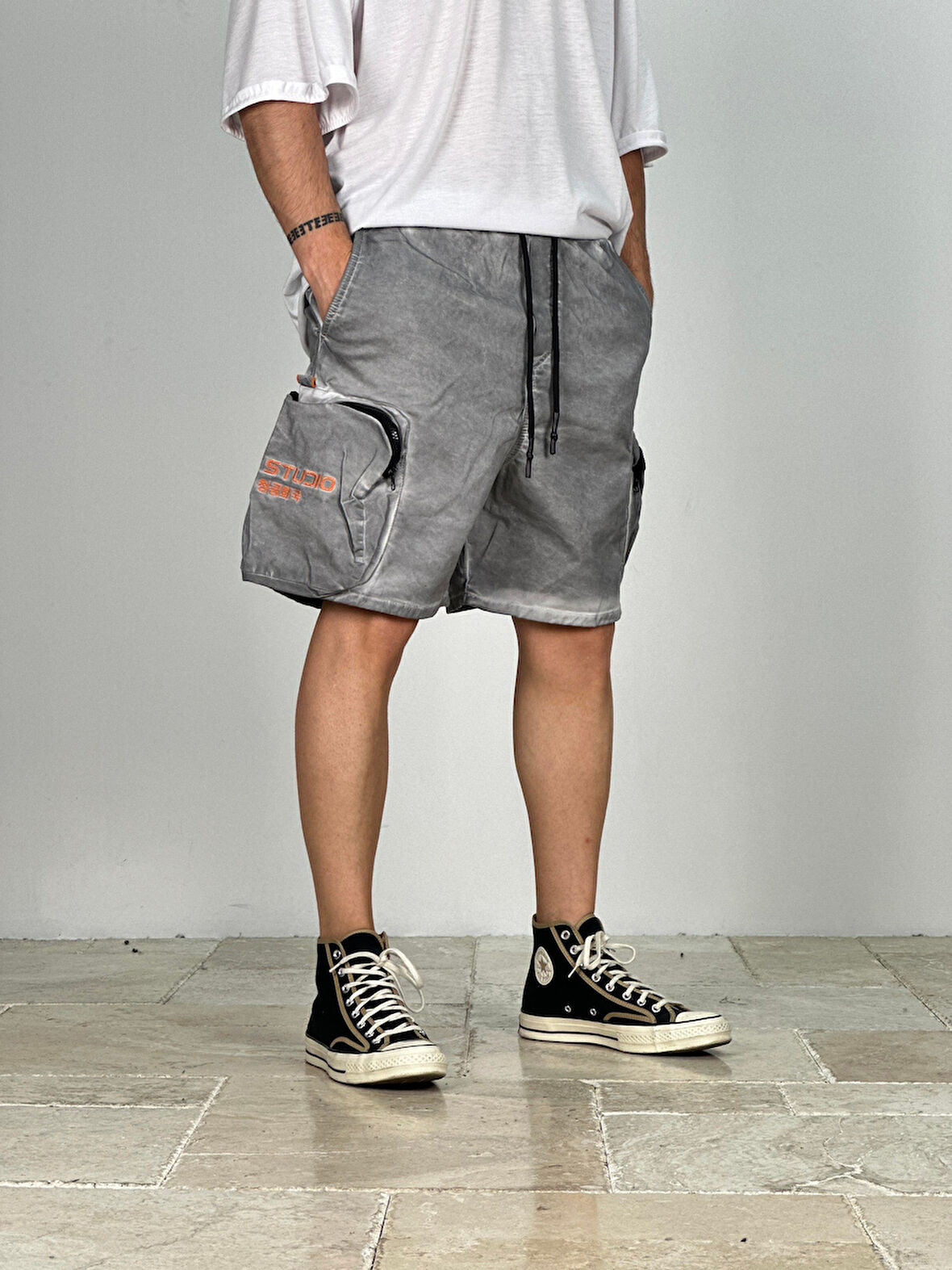 Premium Kalite Gri Gabardin Şort COC1916