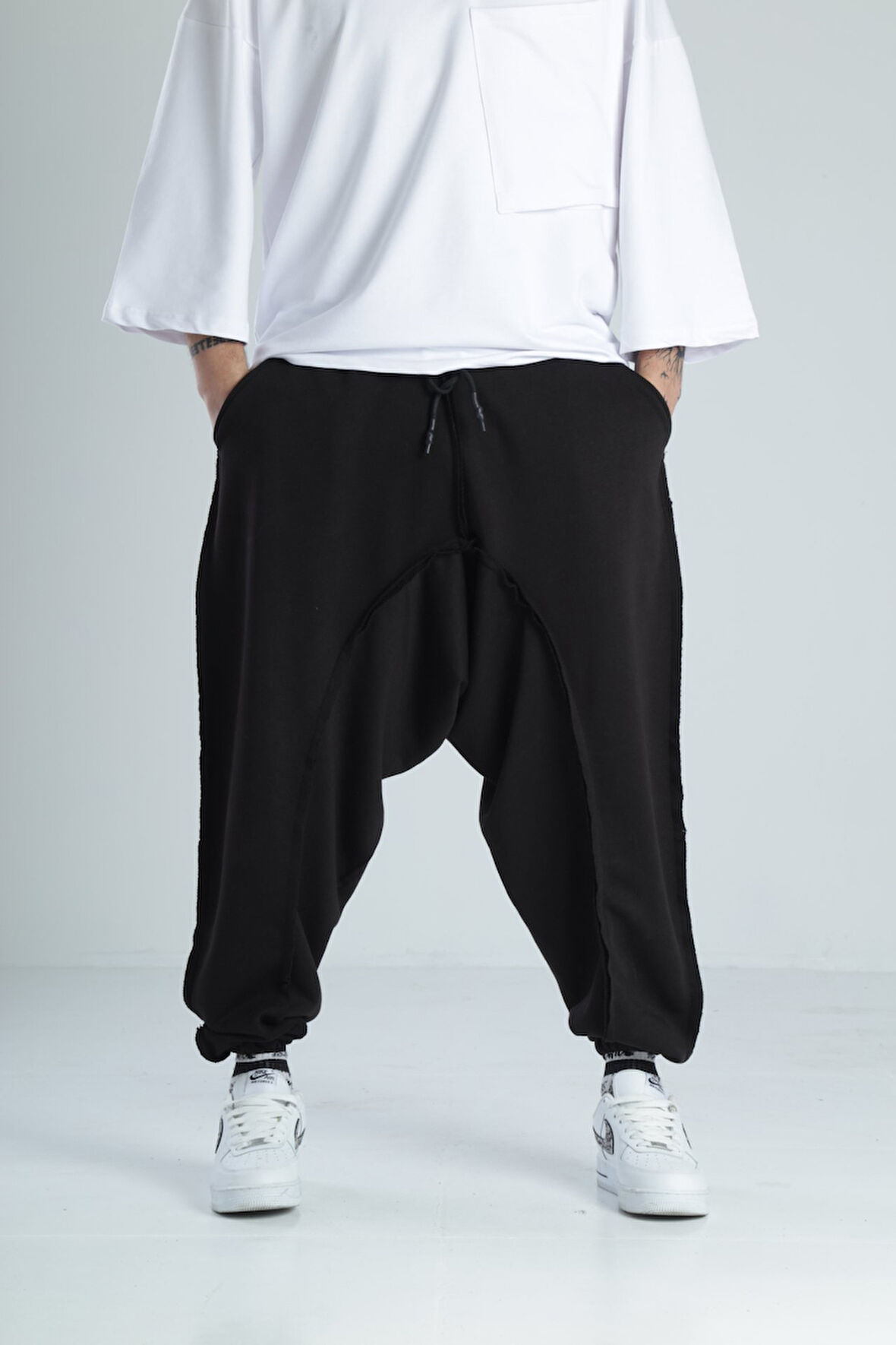 Pis Dikişli Siyah Spor Şalvar COC2098