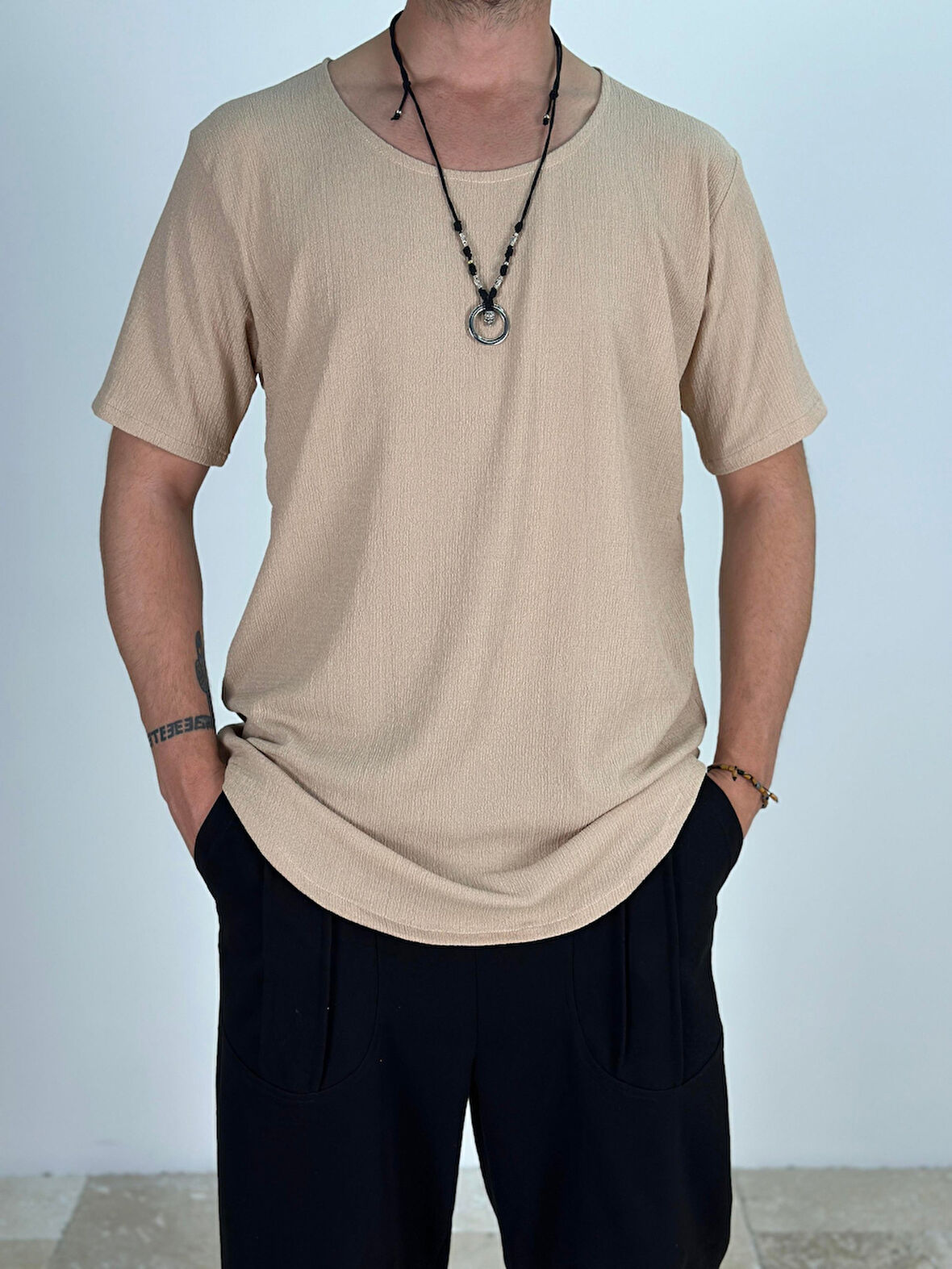 Lycralı Bej T-Shirt COC2029