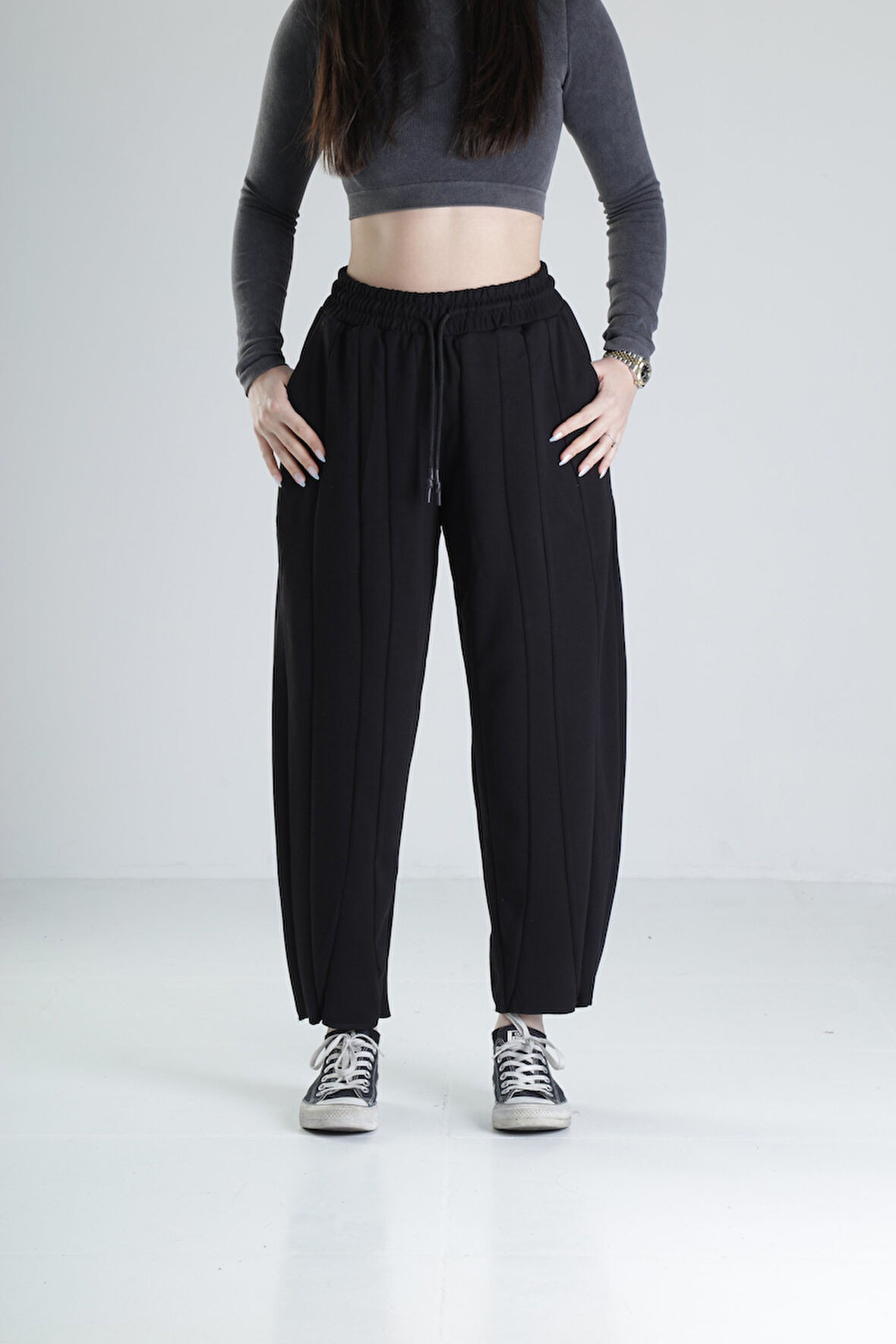 Likralı Siyah Tasarım Pantolon COC2027