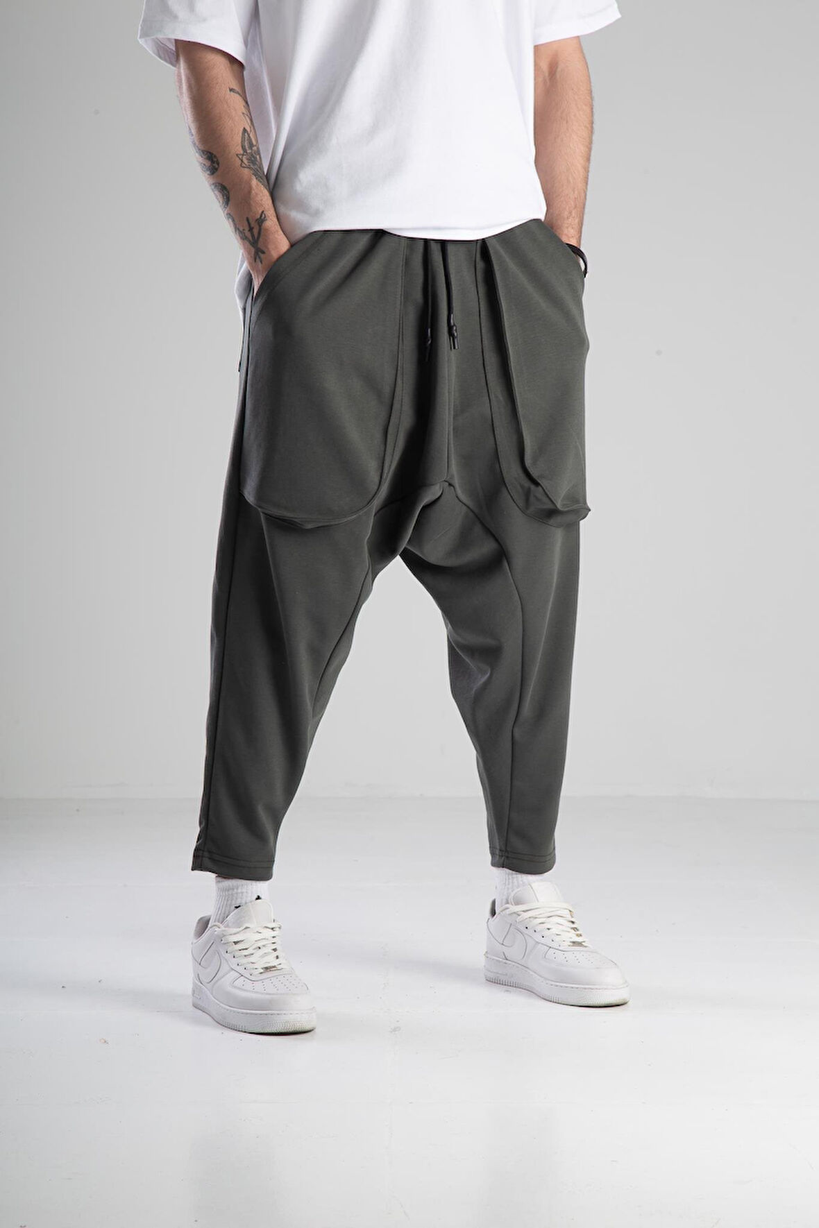 Haki Double Face Avangard Şalvar COC2131