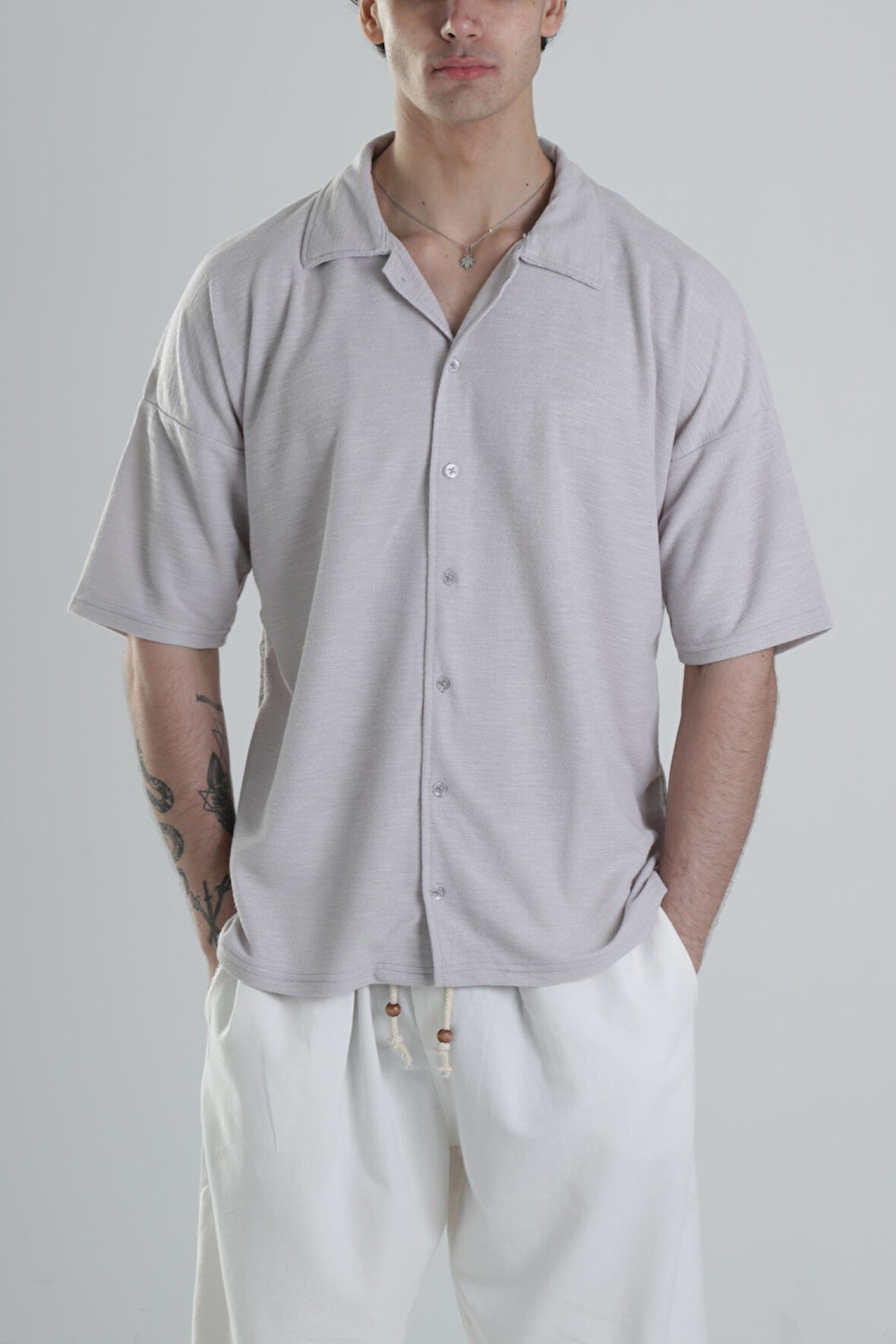 Gri Pamuklu Gömlek COC2122