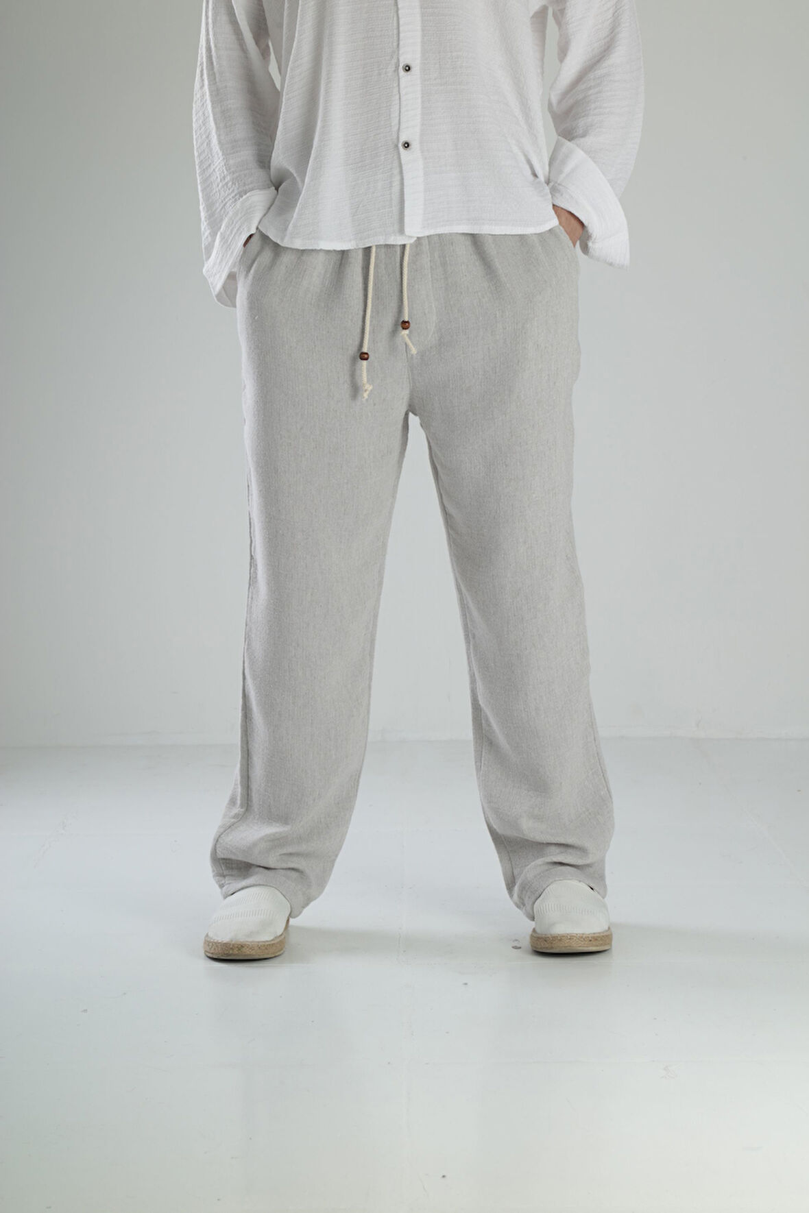 Gri Keten Pantolon COC2119