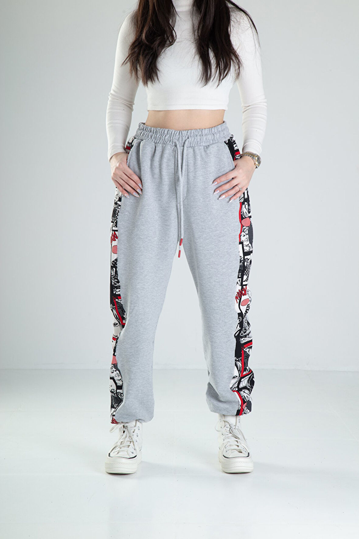 Çizgi Roman Desenli Gri Jogger COC2348