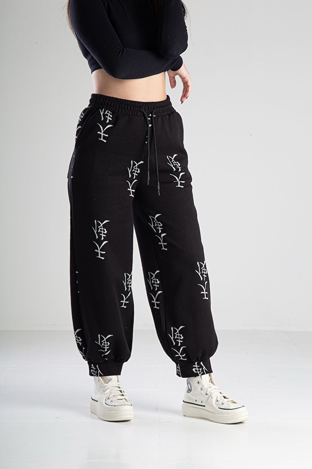 Chinese Desenli Siyah Pantolon COC2319