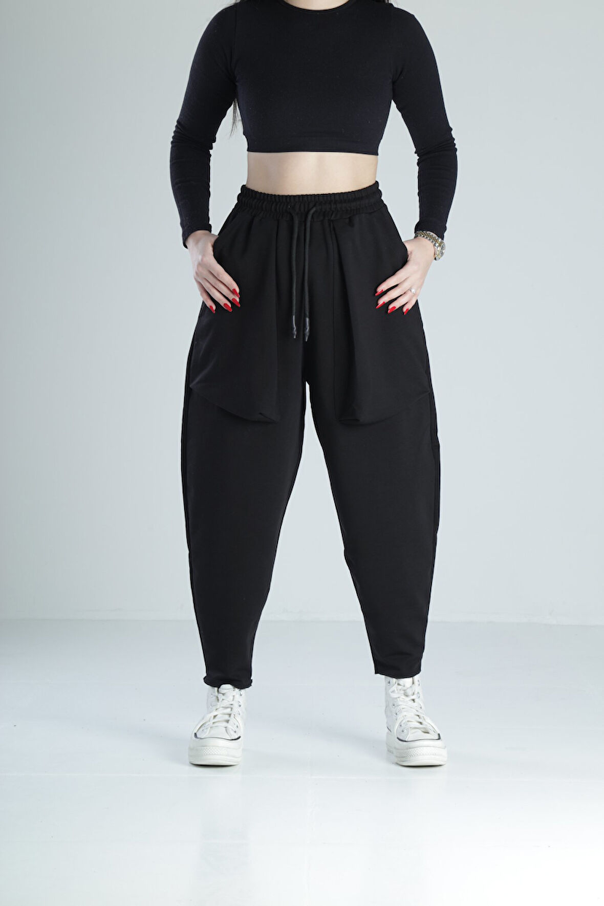 Cep Detaylı Siyah Baget Pantolon COC2306