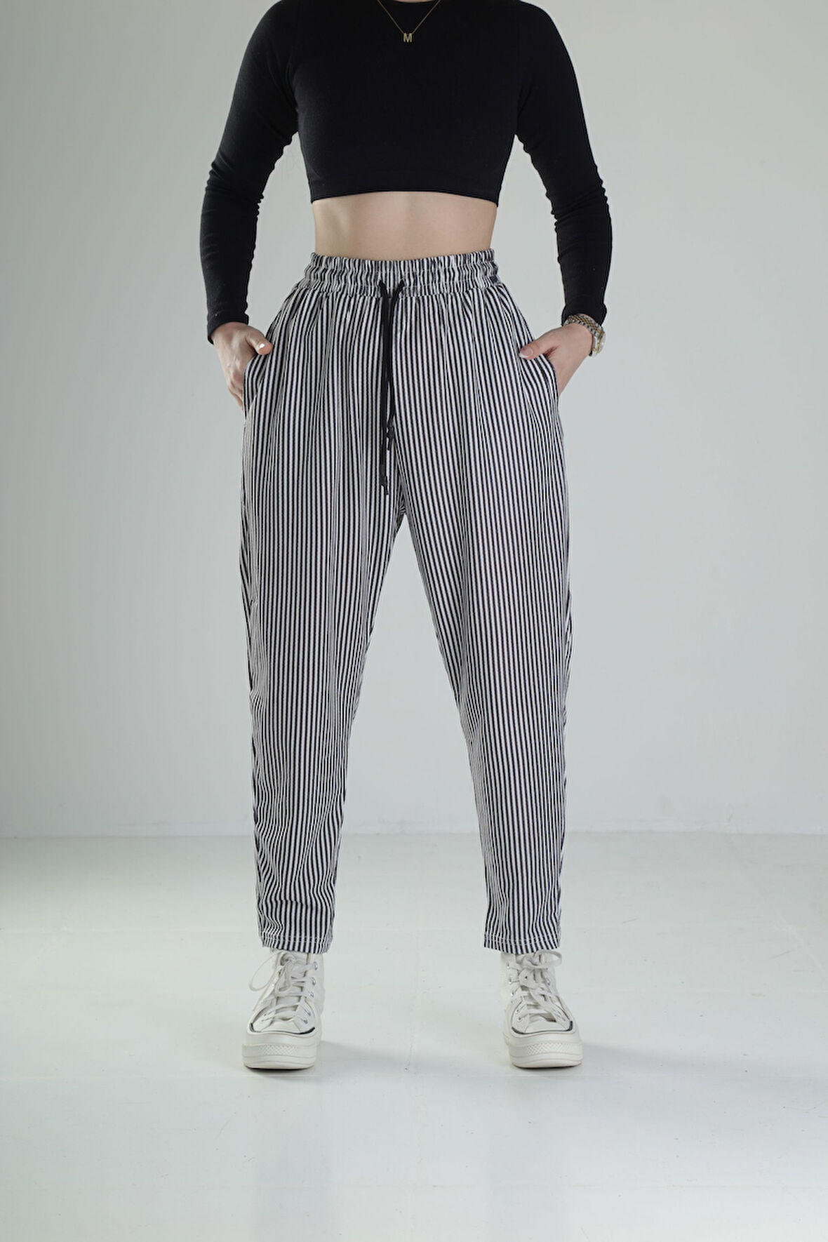 Bürümcük Kumaş Çizgili Baget Pantolon COC2475