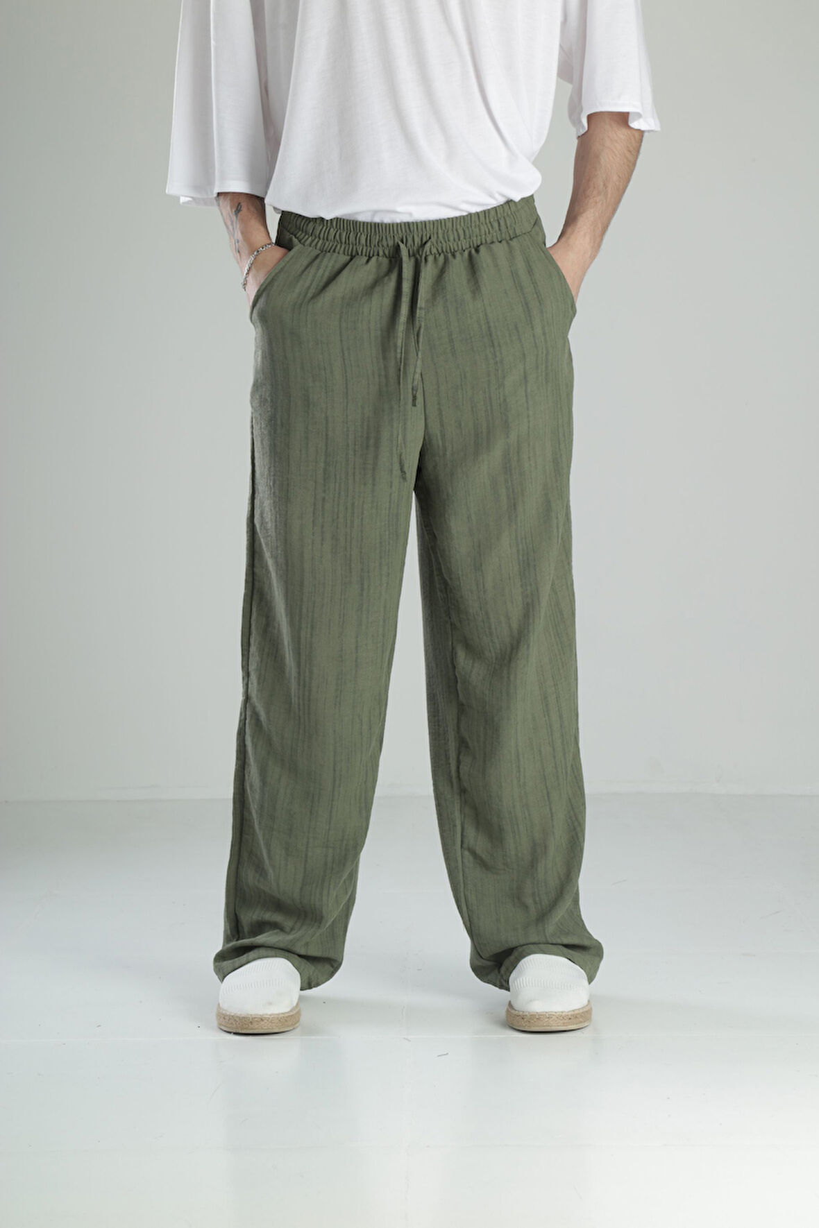 Aerobin Keten Yeşil Baggy Pantolon COC2513