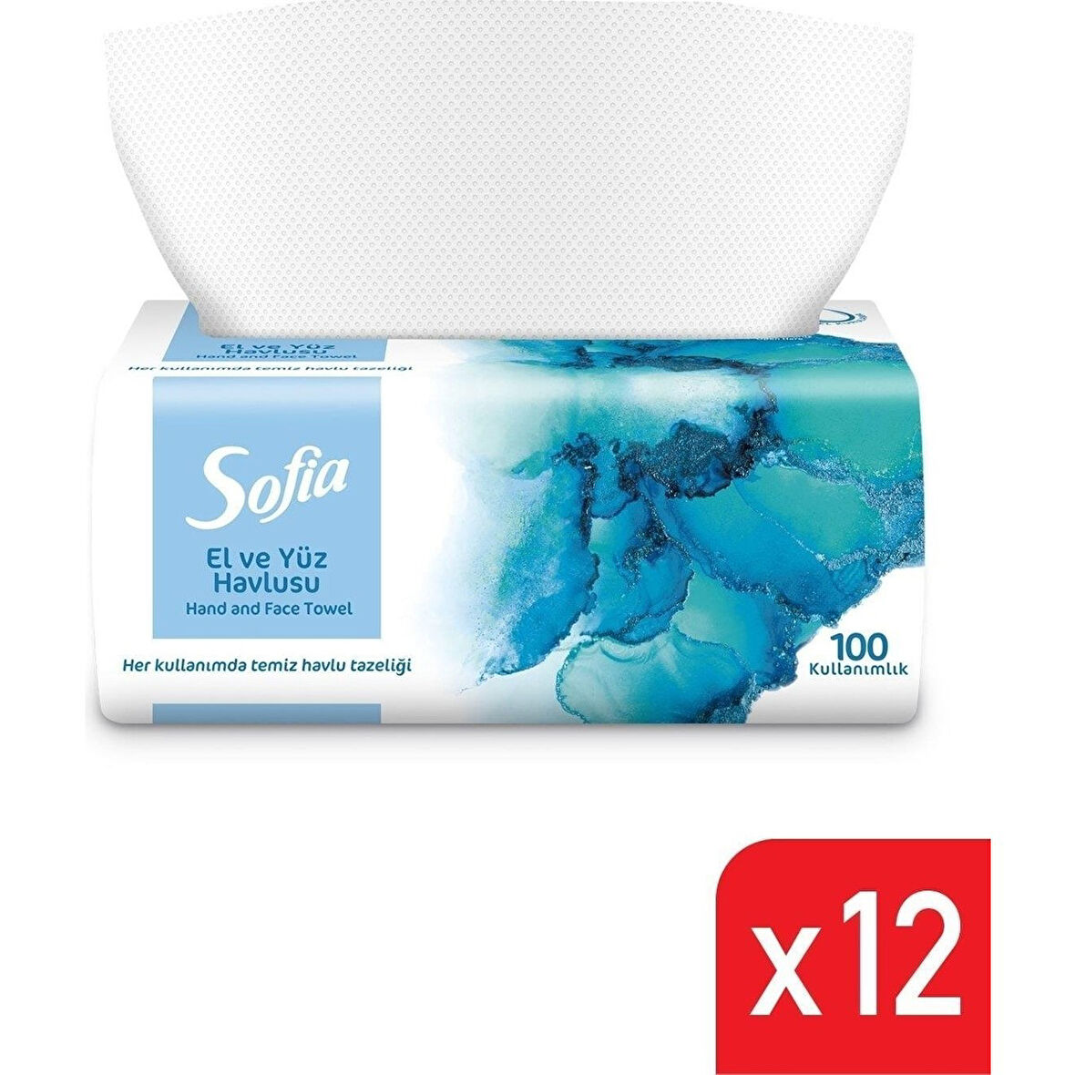 Sofia Tek Kullanımlık El Yüz Havlusu 100 Lü 501268 (12 Paket)