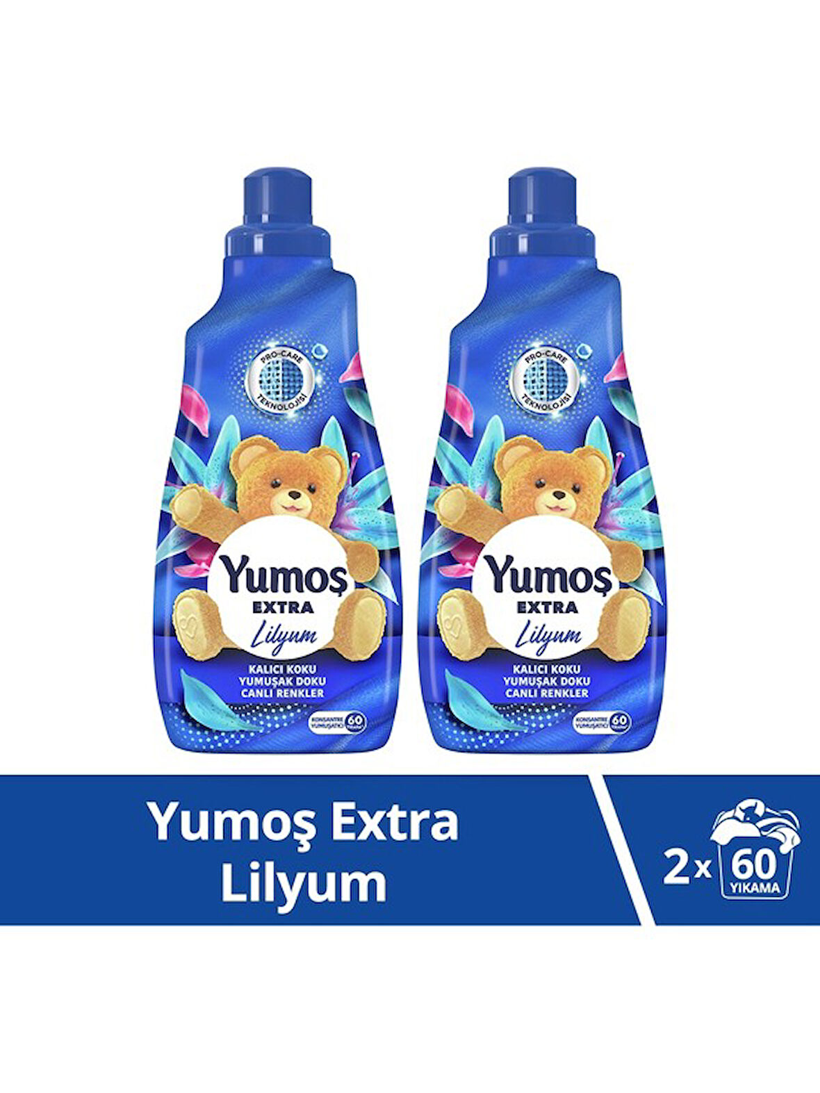 Extra Lilyum Konsantre Çamaşır Yumuşatıcı 1440 ml 60 Yıkama X2