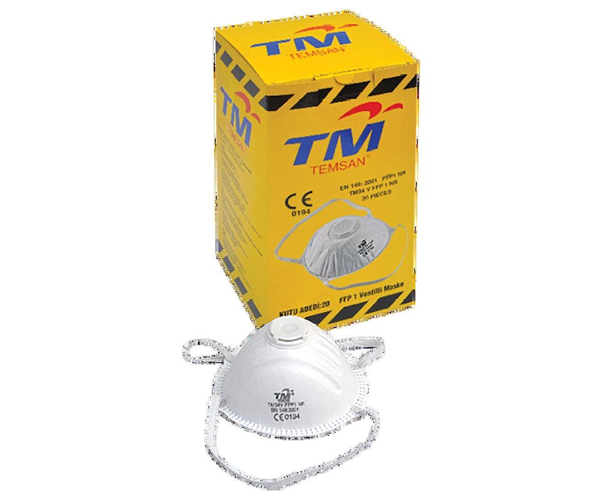 Temsan Tm Toz Maskesi Ffp1 Konik Ventilli 20 Li Paket