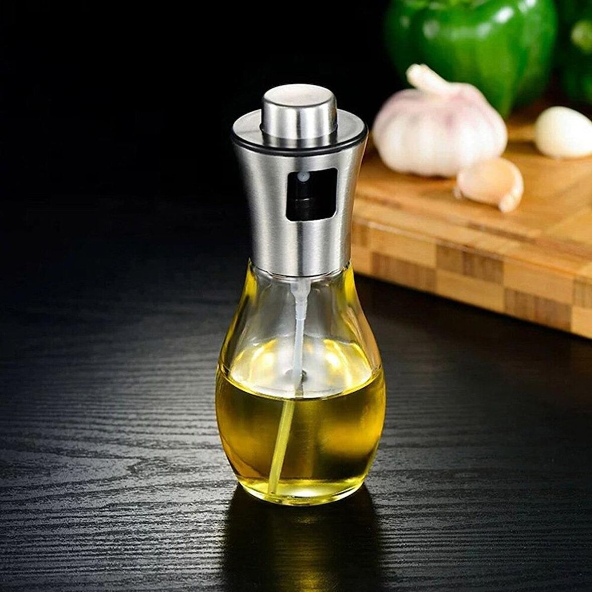 Paslanmaz çelik Başlıklı Cam Spray Yağdanlık