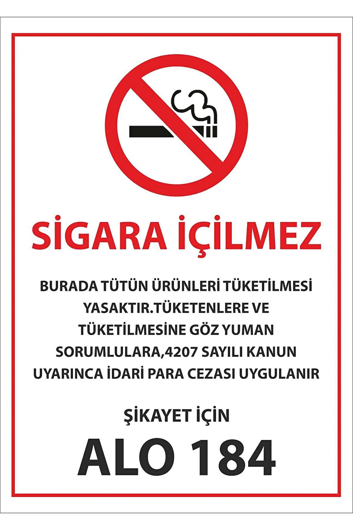 Sigara Içilmez Uyarı Levhası Pvc Kaplı A4