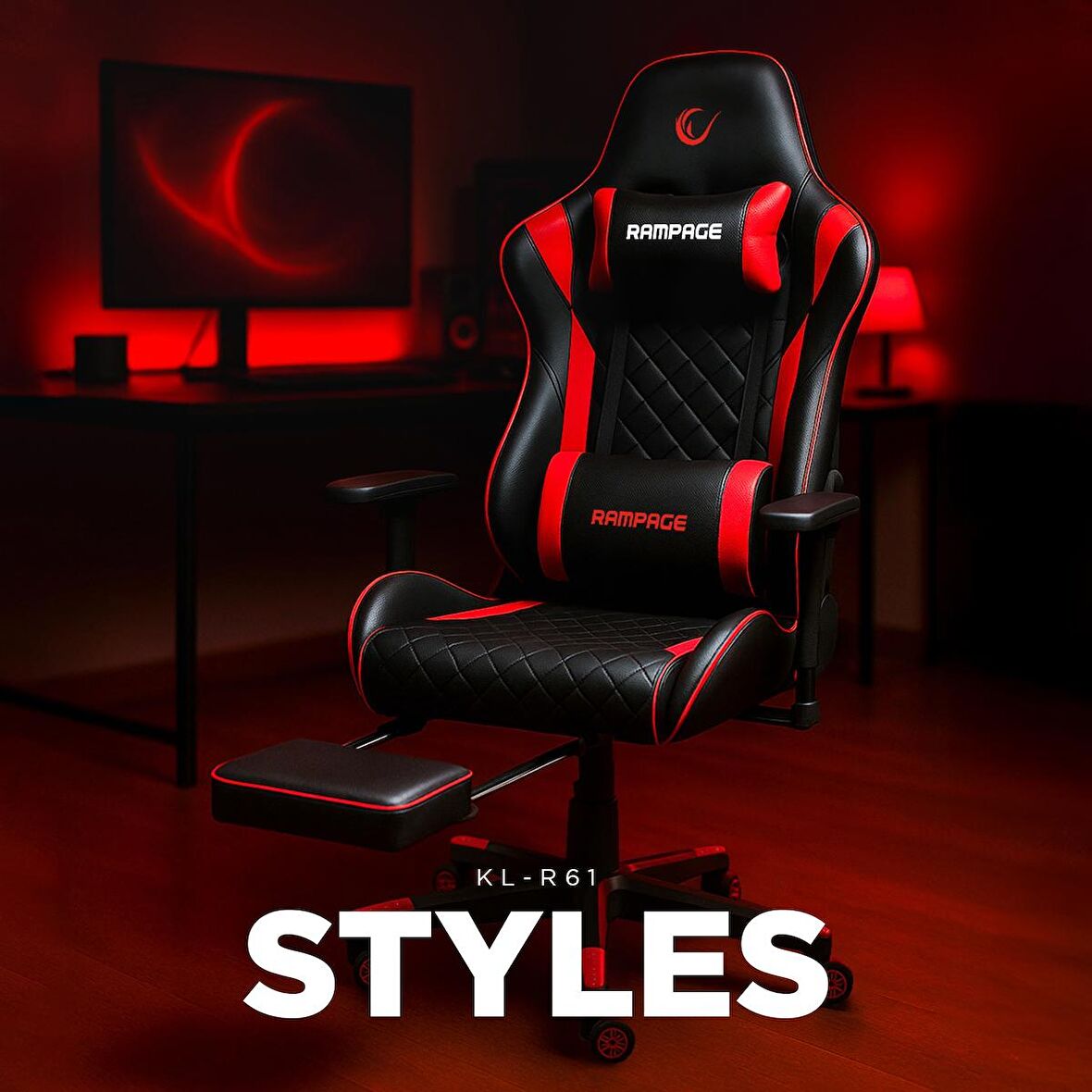 Rampage STYLES KL-R61 Kırmızı/Siyah Oyuncu Koltuğu
