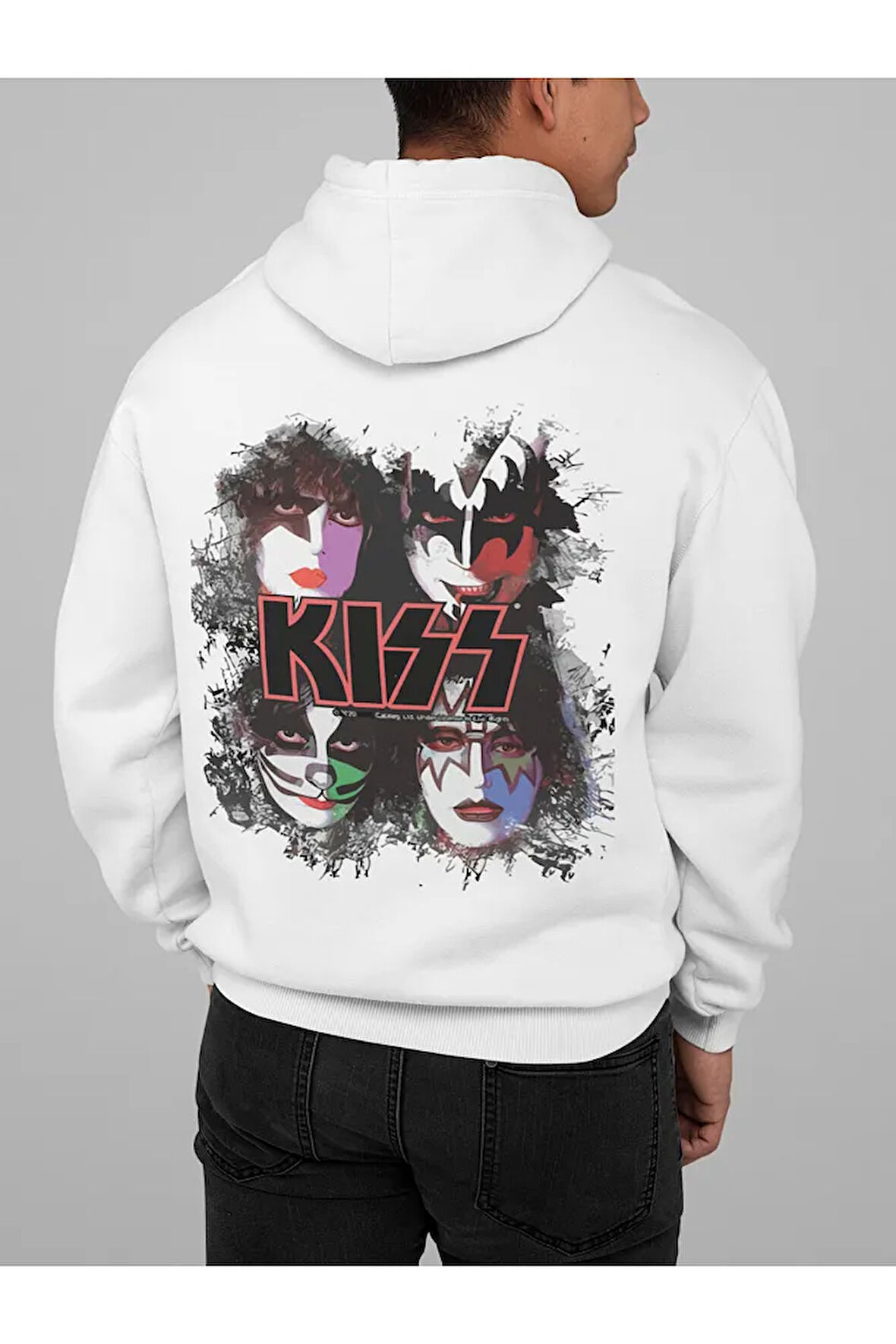 Kiss Baskılı Unisex Oversize Müzik Grubu Rock Metal Hoodie