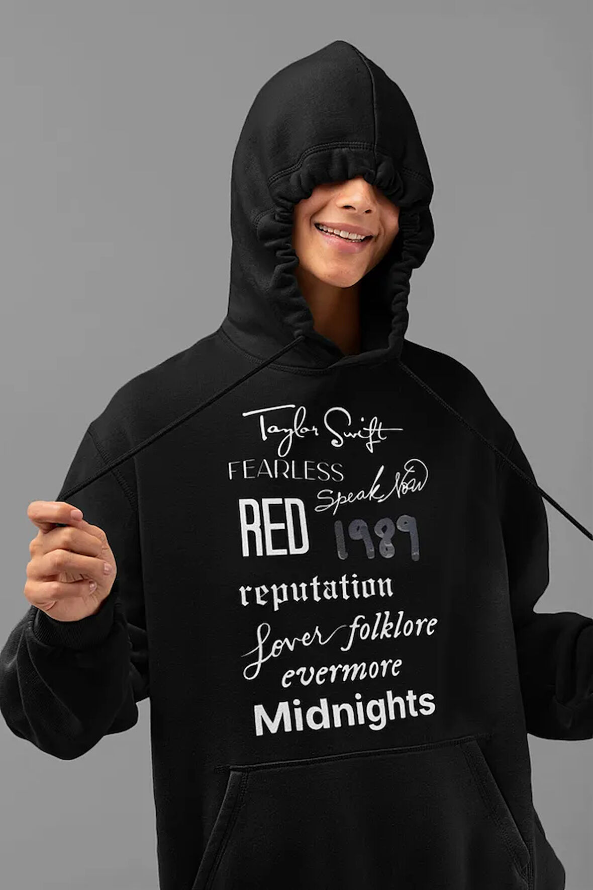 Taylor Swift Albüm İsimleri Baskılı Unisex Oversize Şarkıcı Hoodie