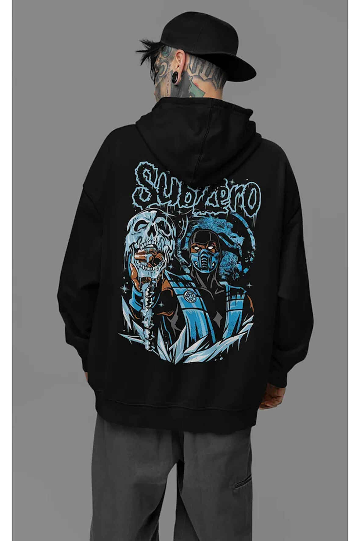 Subzero Baskılı Unisex Oversize Anime Karakter Hoodie