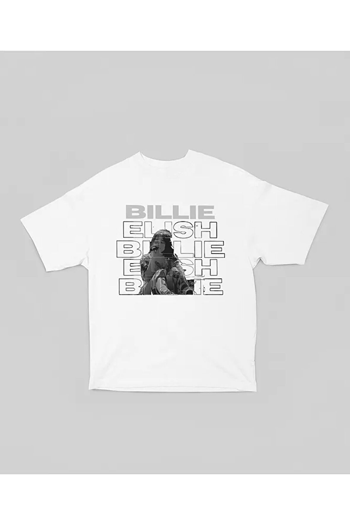 Tasarım Billie Eilish Baskılı Unisex Oversize Şarkıcı Tişört