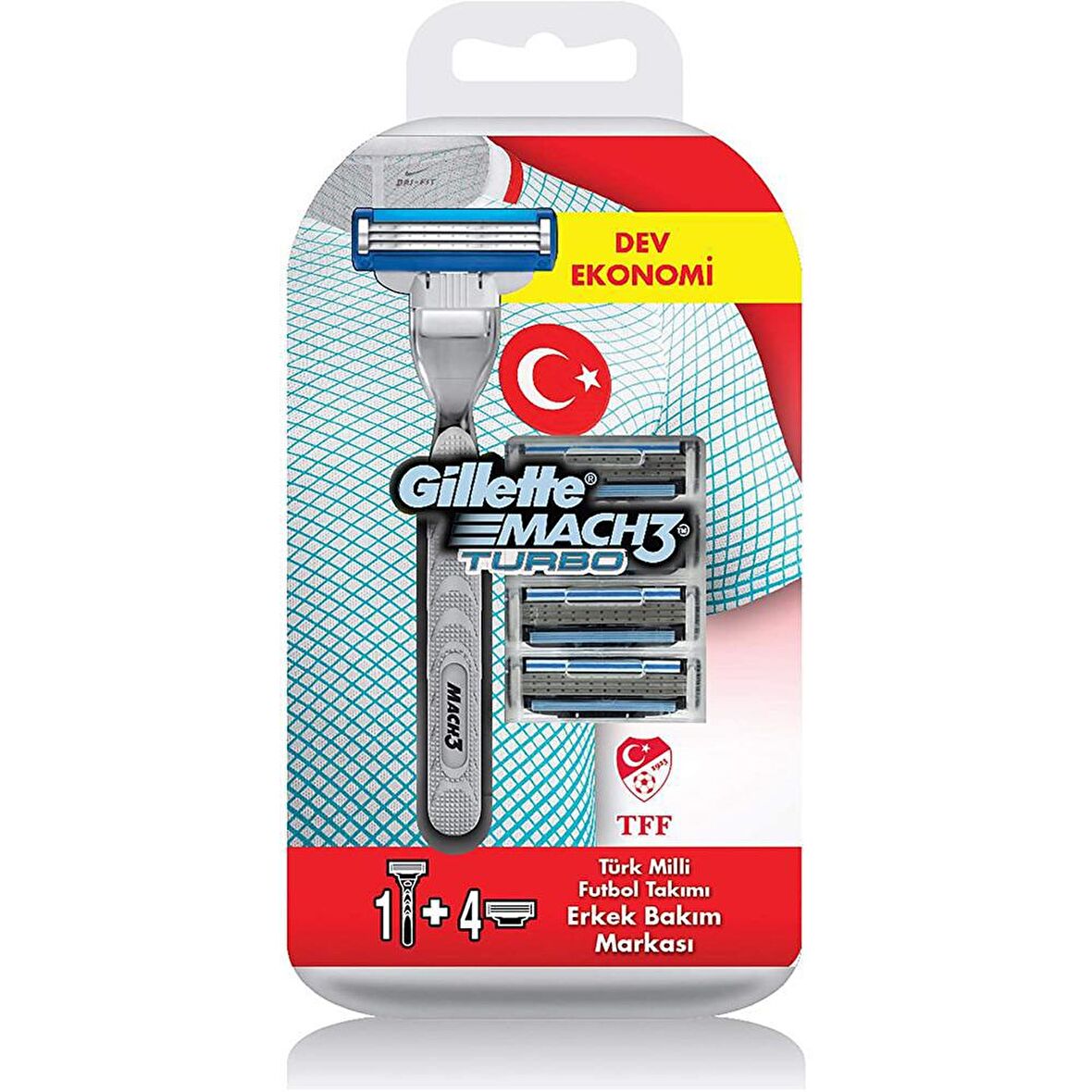 Gillette Mach 3 Turbo 5'li 3 Bıçaklı Tüm Cilt Tipleri İçin Manuel Tıraş Makinesi ve Yedeği
