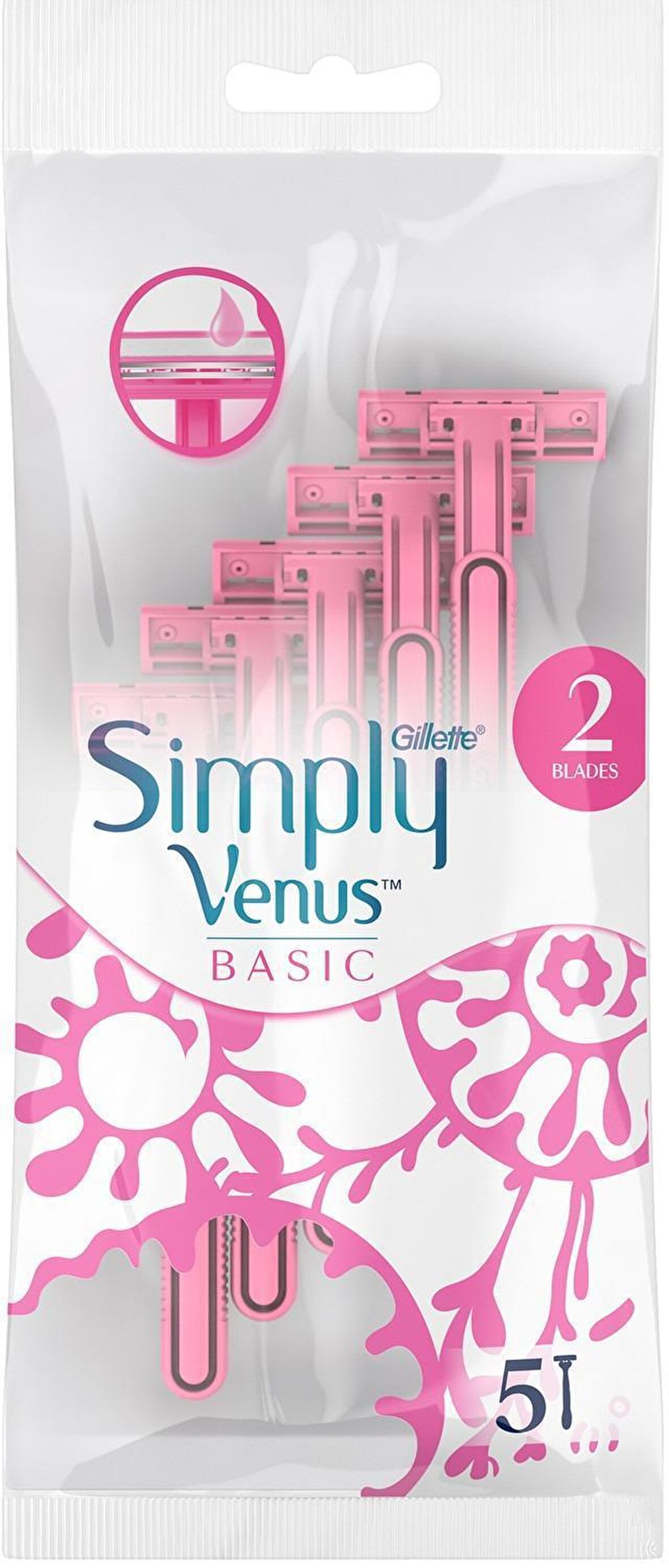 Gillette Simply Venus 2 Basic Kadın Tiras Biçagi 5'li