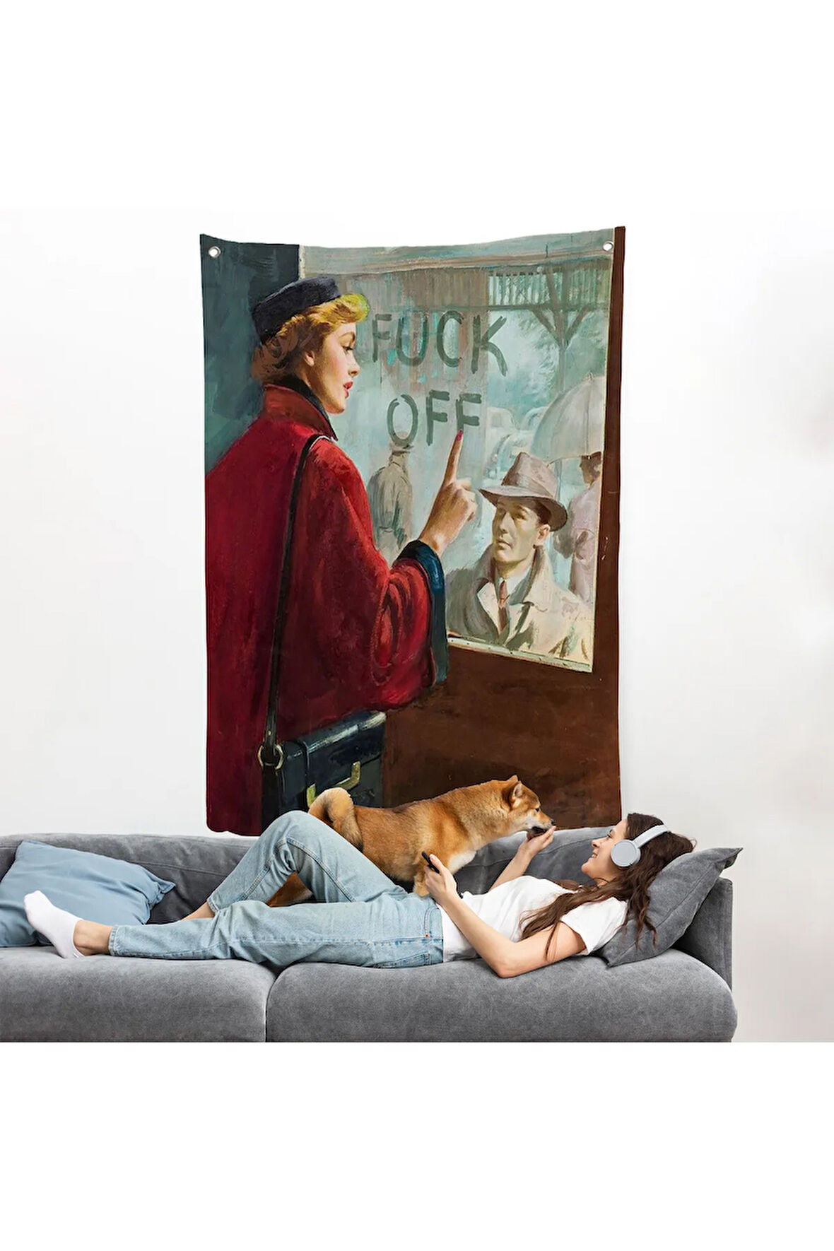 Cama Yazan Kadın Duvar Örtüsü-7706
