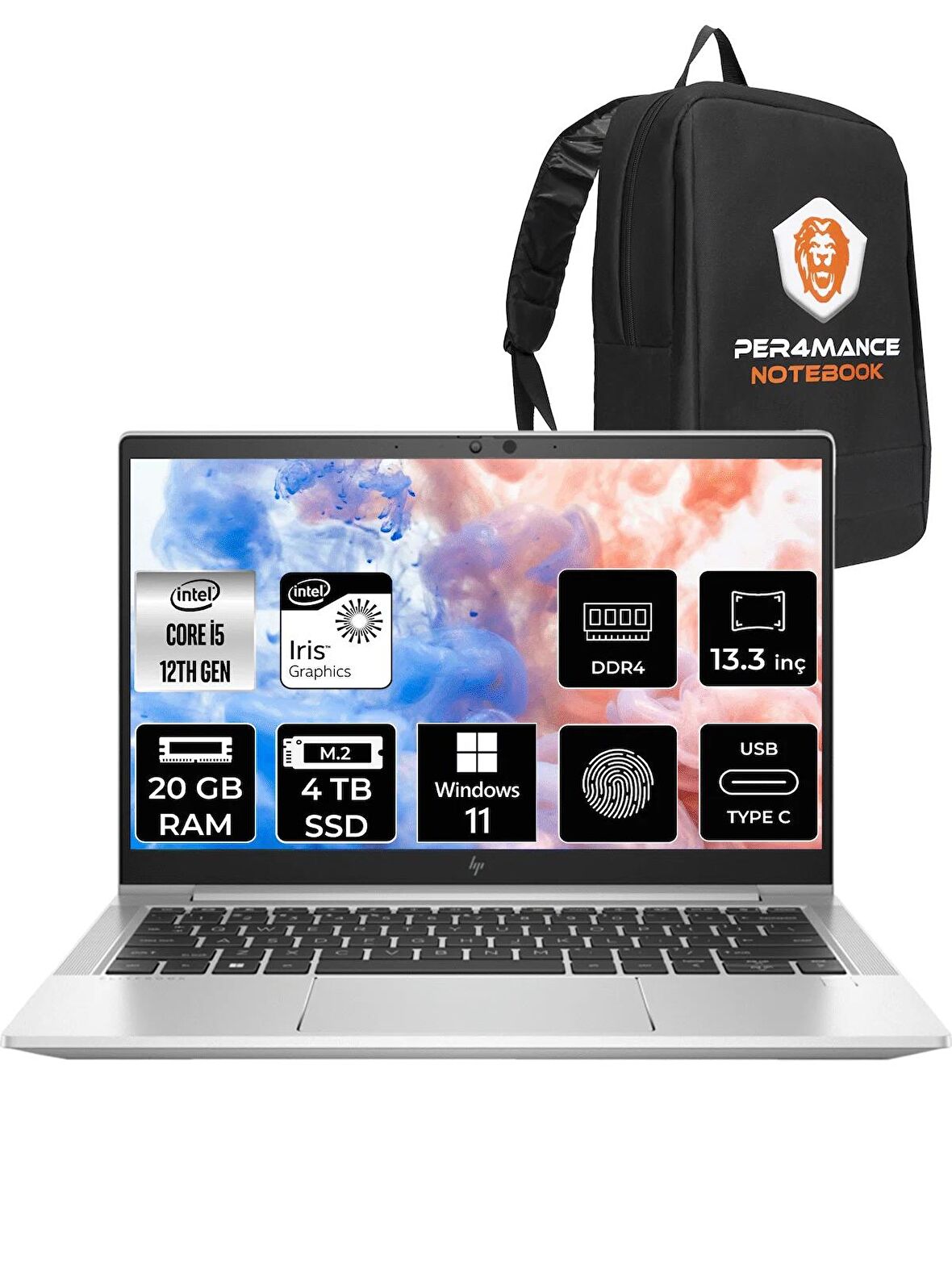 HP Elitebook 630 G9 i5 1235U 20GB RAM 4TB SSD 13.3'' FHD W11PRO 6S6Y3EA & PER4 ÇANTA 