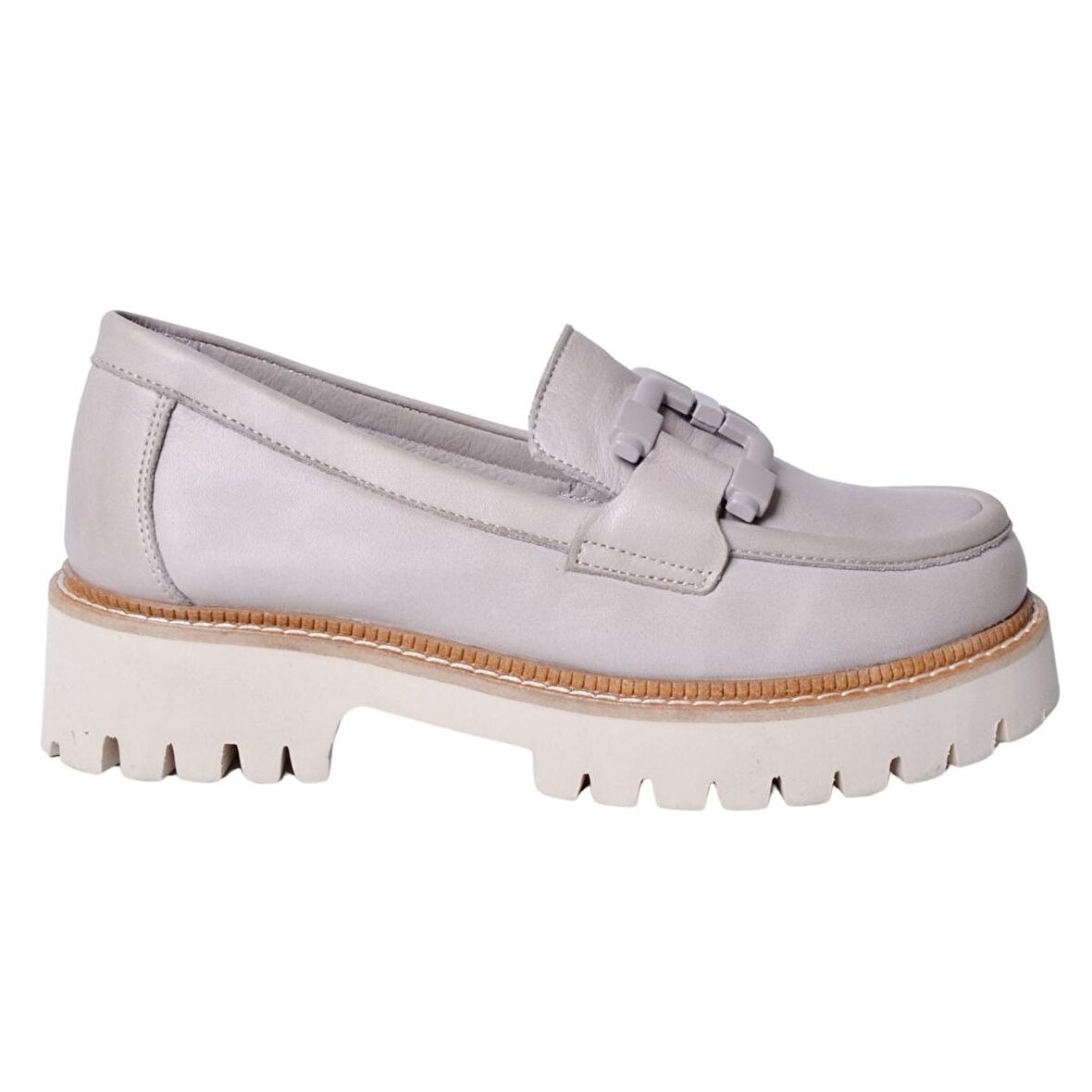 Mammamia D24ya-3165 Kadın Deri Tokalı Casual Ayakkabı Silver Gri