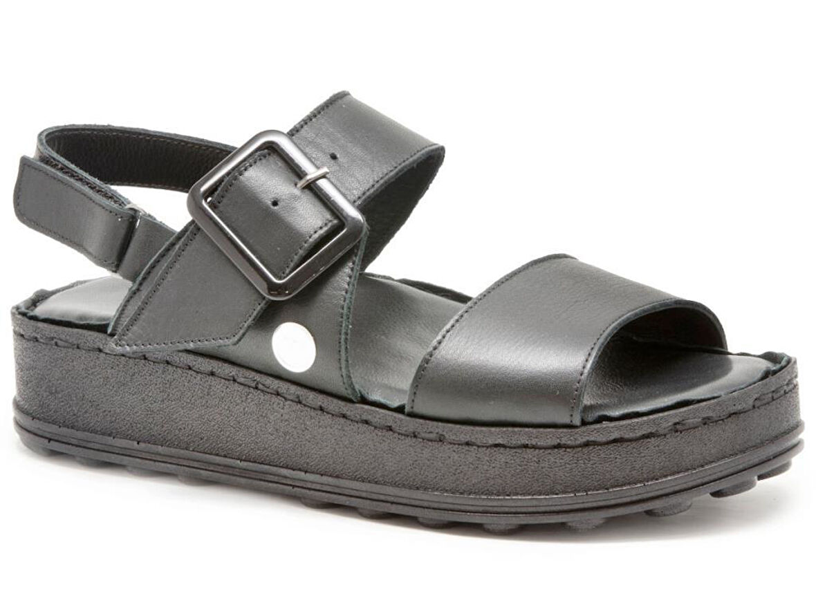 MAMMAMİA D25YS-2375 KALIN TABAN DERİ KADIN SANDALET
