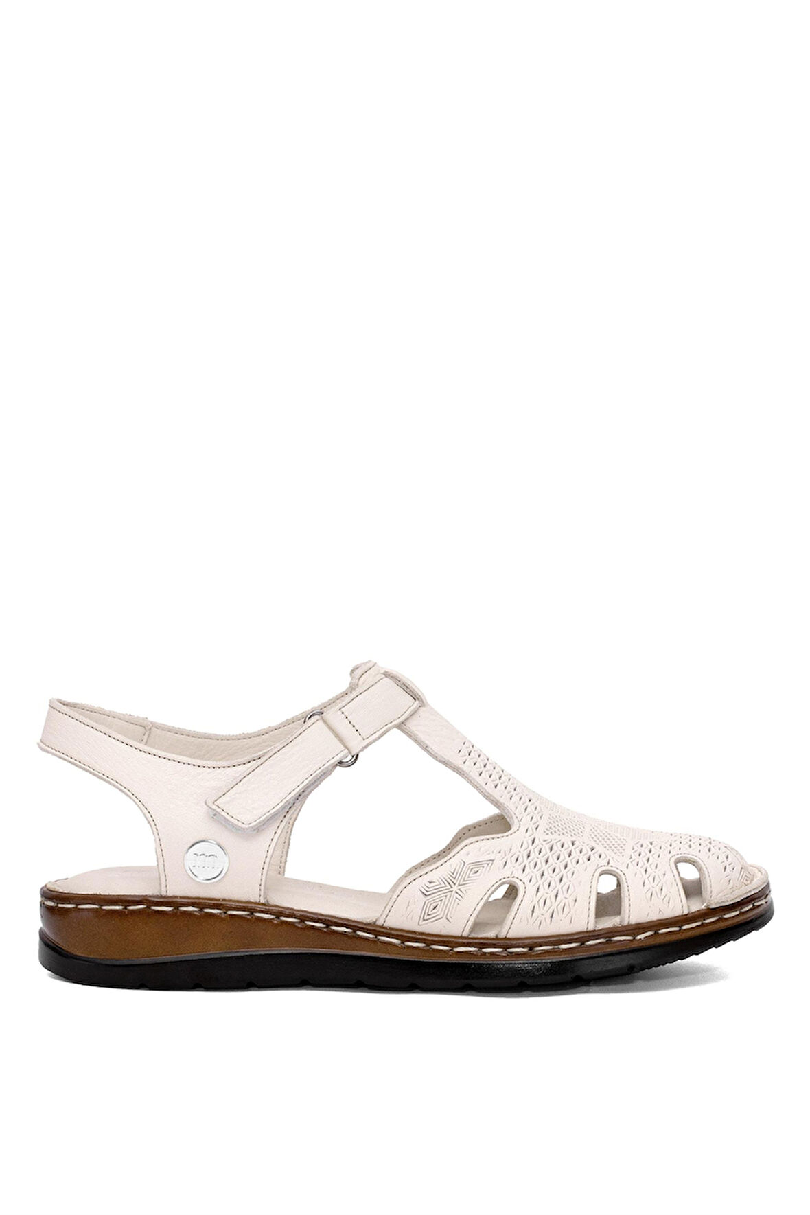 Mammamia D25ys-2550 Kadın Hakiki Deri Önü Kapalı Comfort Sandalet Bej
