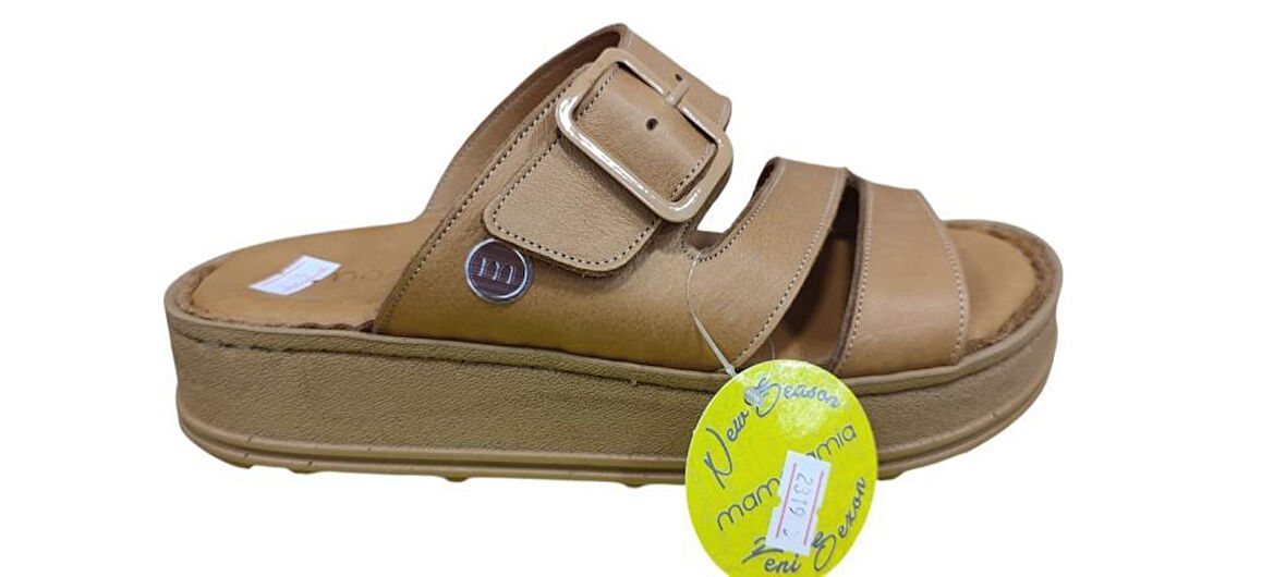 MAMMAMİA D25YT-1295 KALIN TABAN YUMUŞAK DERİ KADIN SANDALET