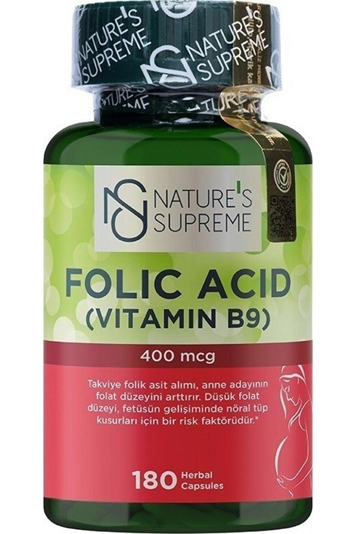  Natures Supreme Folic Acid 400 Mcg 180 Kapsül