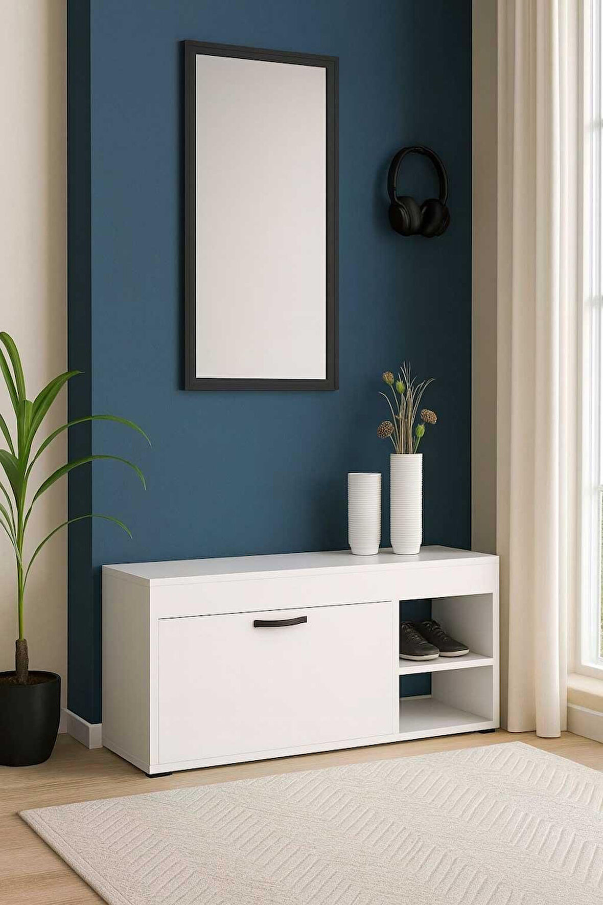 Reyo Falez Ahşap Ayakkabılık, Çok Amaçlı Dolap Beyaz