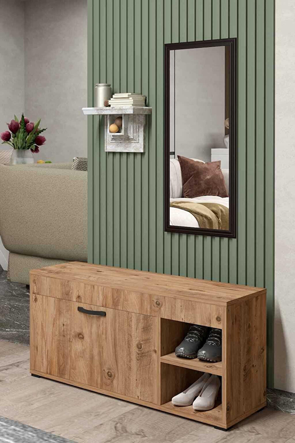Reyo Falez Ahşap Ayakkabılık, Çok Amaçlı Dolap Atlantik Çam