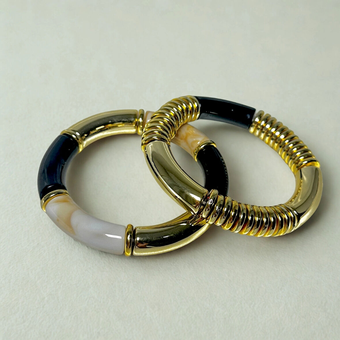 Siyah Gold Kemik Bileklik 2'li