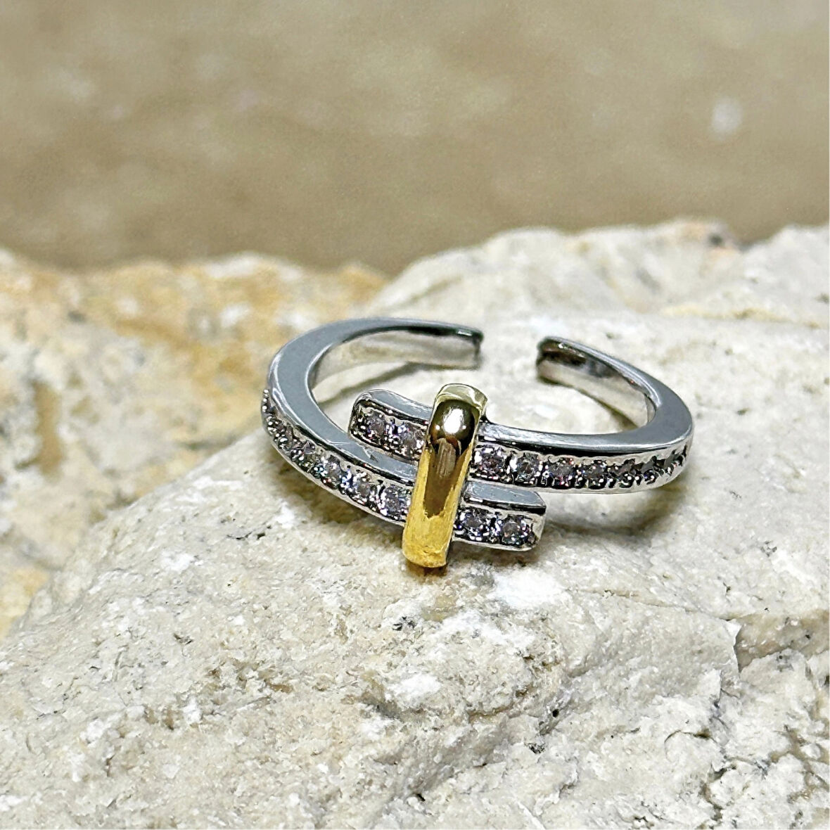 Silver Gold Sarmalı Harman Yüzük