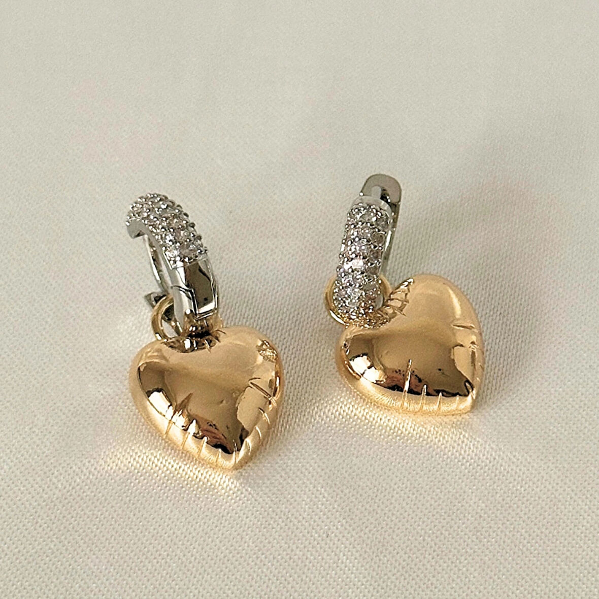 Balon Kalpli Zirkon Gold-Silver Küpe