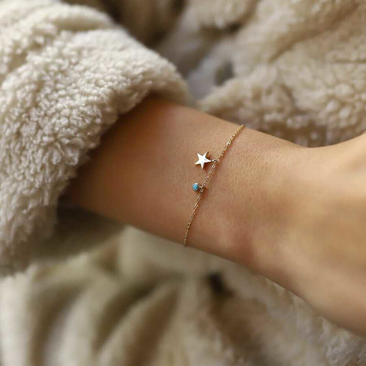 Mavi Taşlı Yıldız Bileklik
