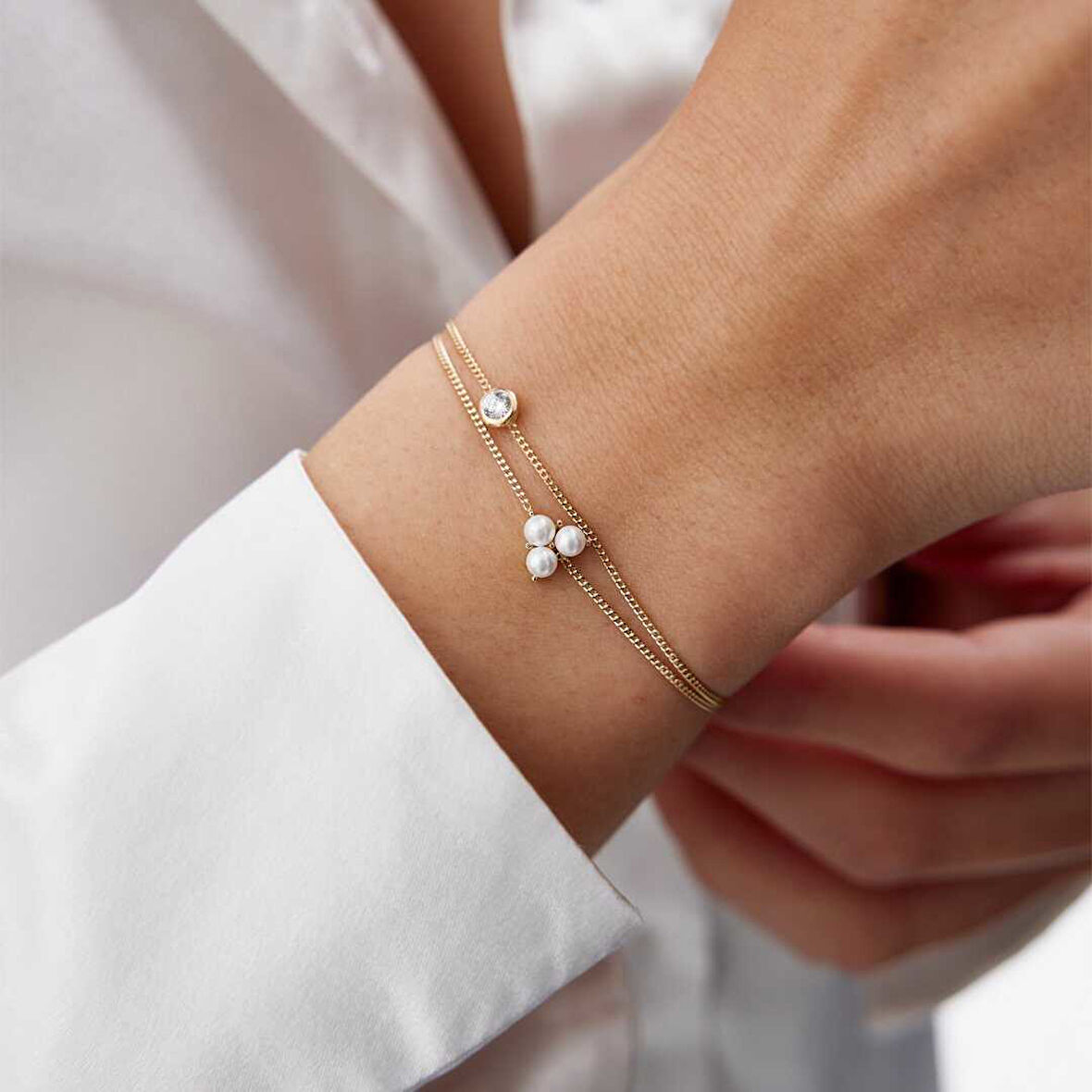 Tria İnci Tektaş Bileklik