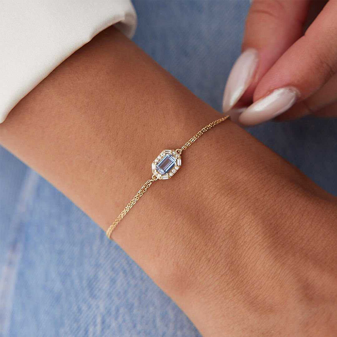 Çift Zincir Aqua Baget Bileklik