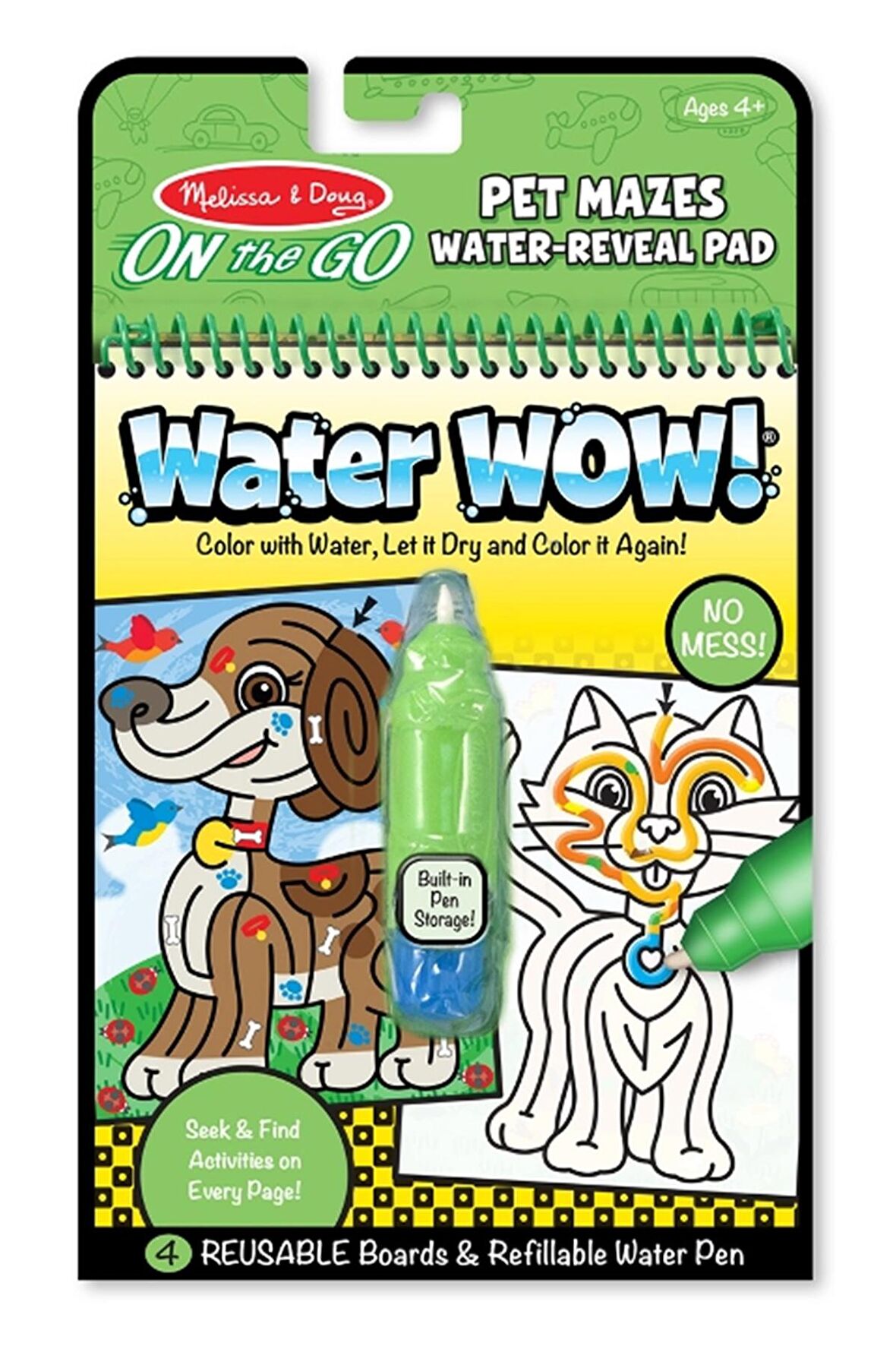 Water Wow! Su ile Boyama Kitabı - Evcil Hayvanlar Bulmaca