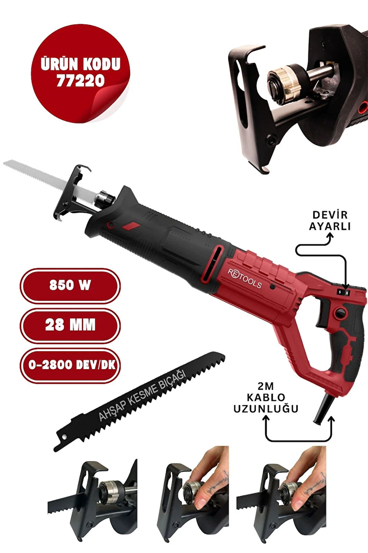 RETOOLS 77220 850W DEVİR AYARLI PANDA TESTERE