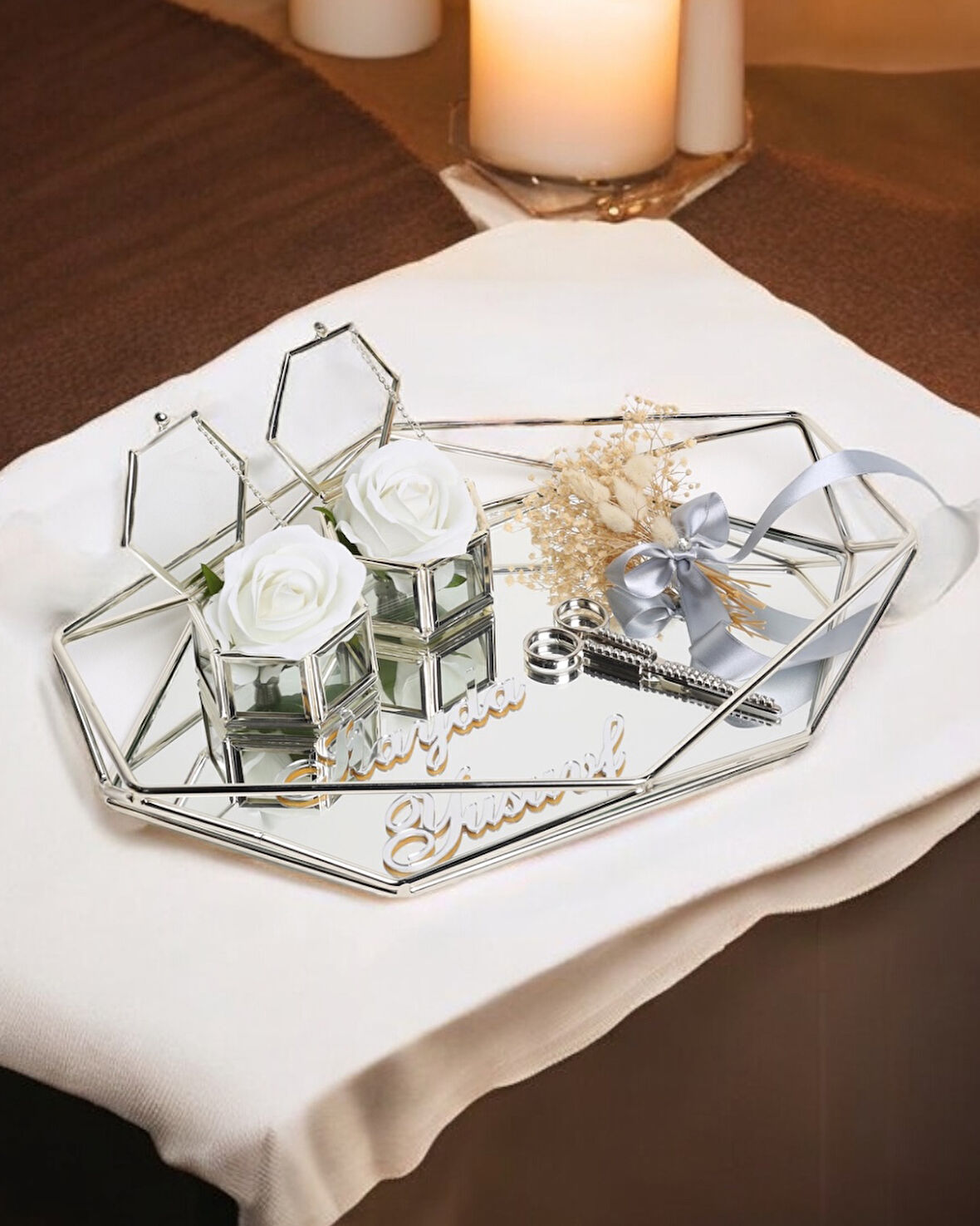  Elation Gümüş Prizma Söz Nişan Tepsisi 